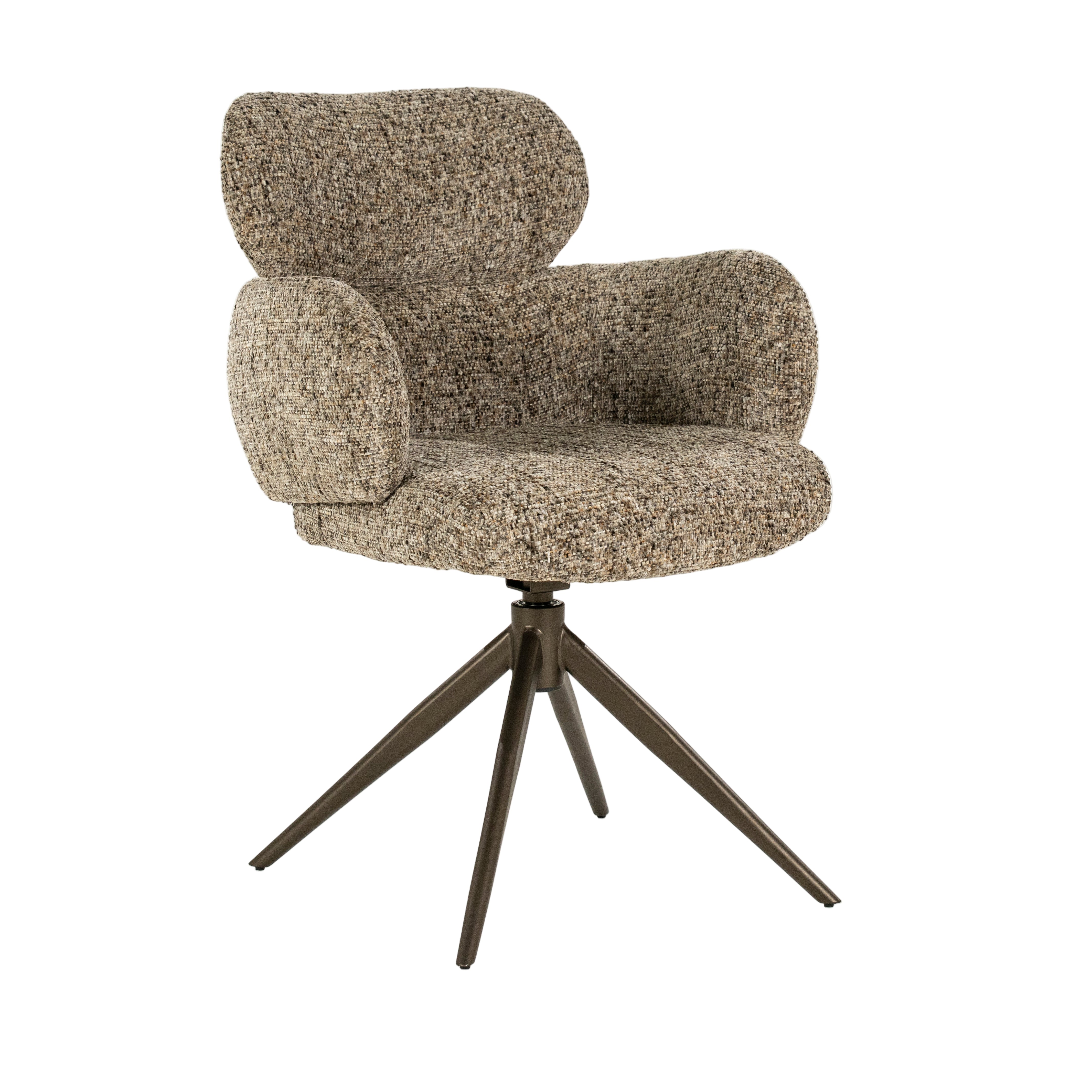 DARCIO swivel chair gray-brown mélange with dark brown base