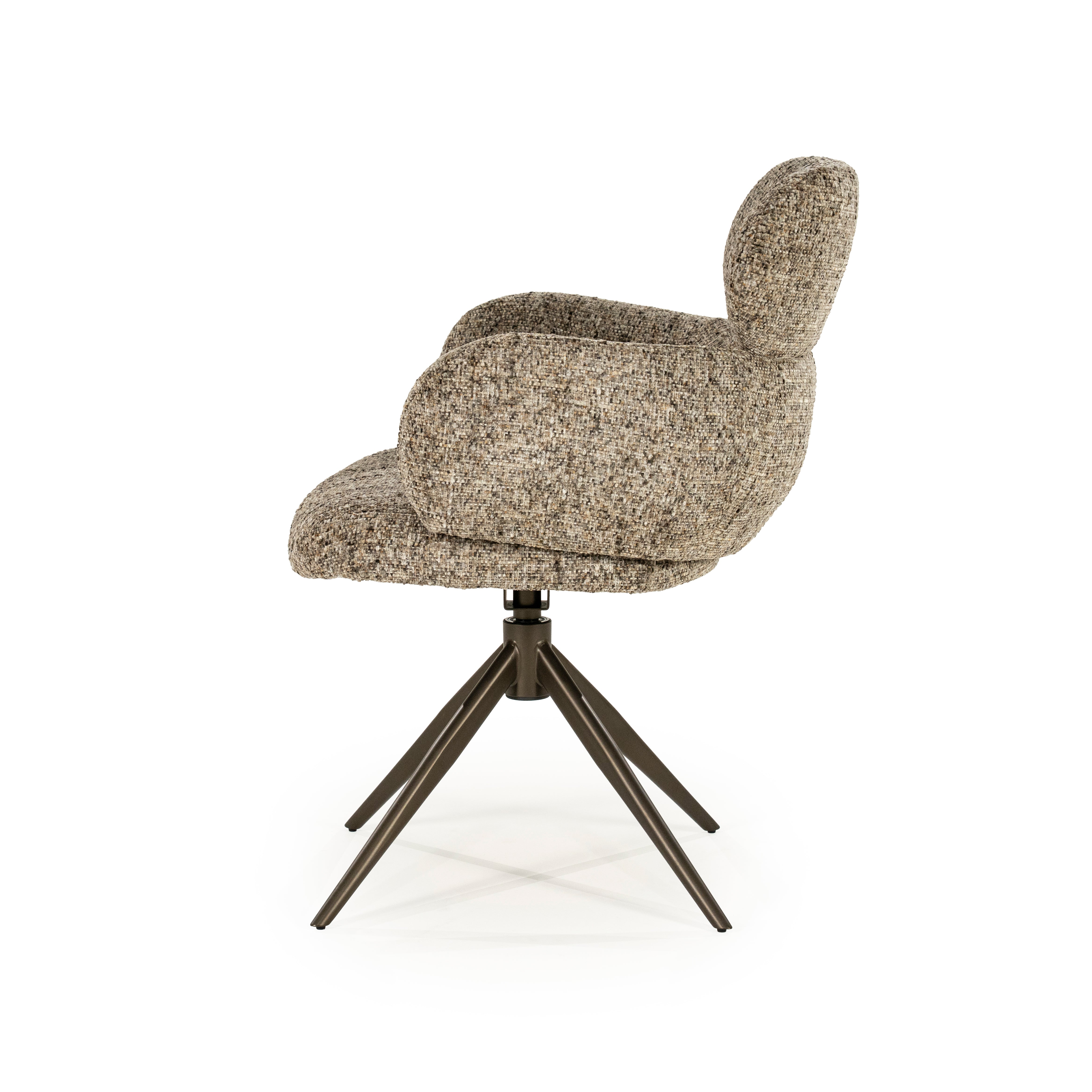 DARCIO swivel chair gray-brown mélange with dark brown base