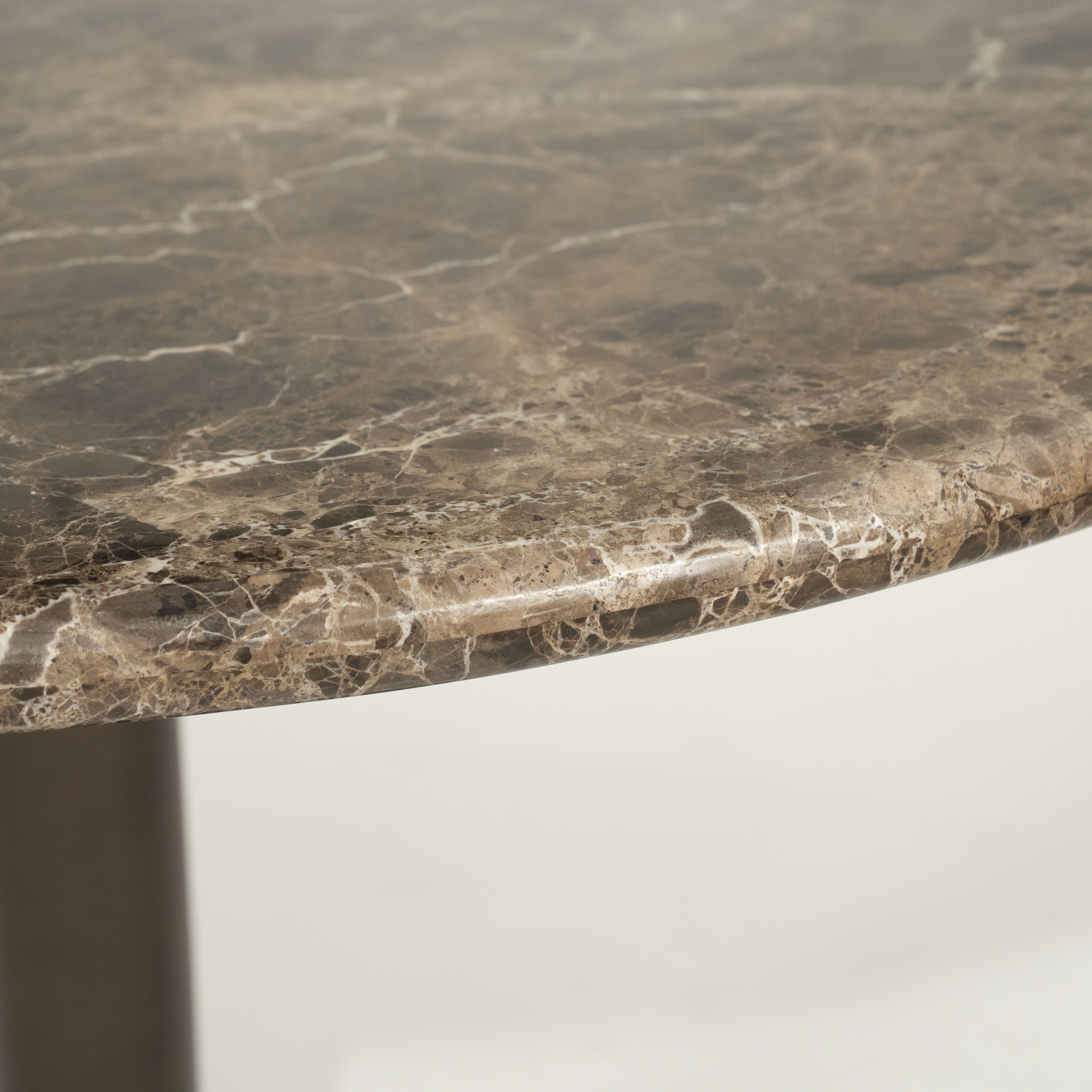 Round Table LUIGI Brown Marble with Metal Base