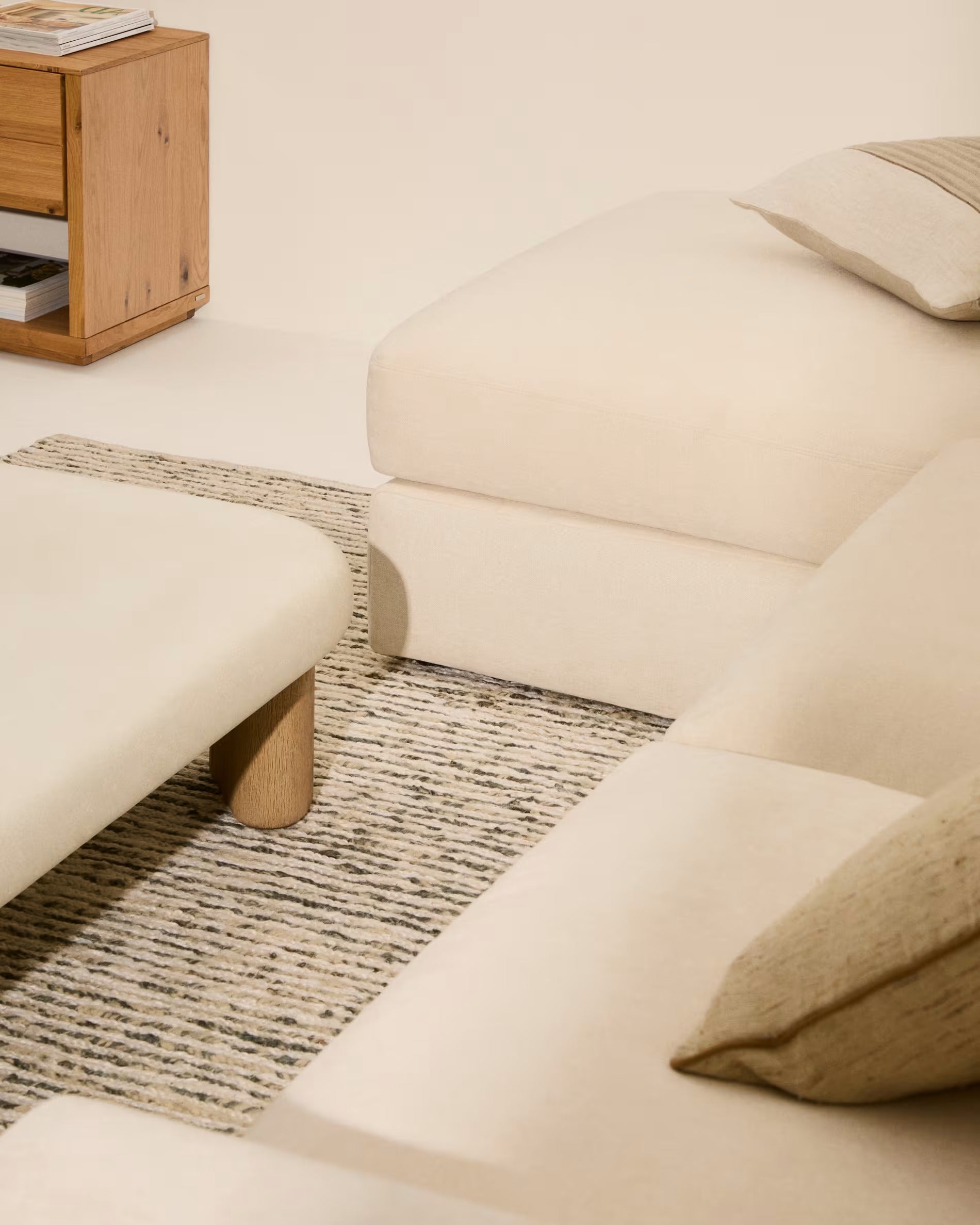 4-seater left-facing corner sofa ALEA ecru chenille