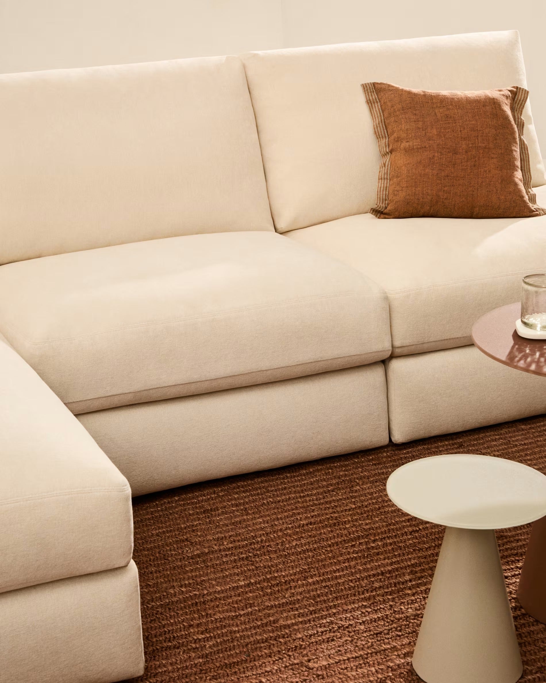 5-Sitzer-Ecksofa links ALEA ecru Chenille