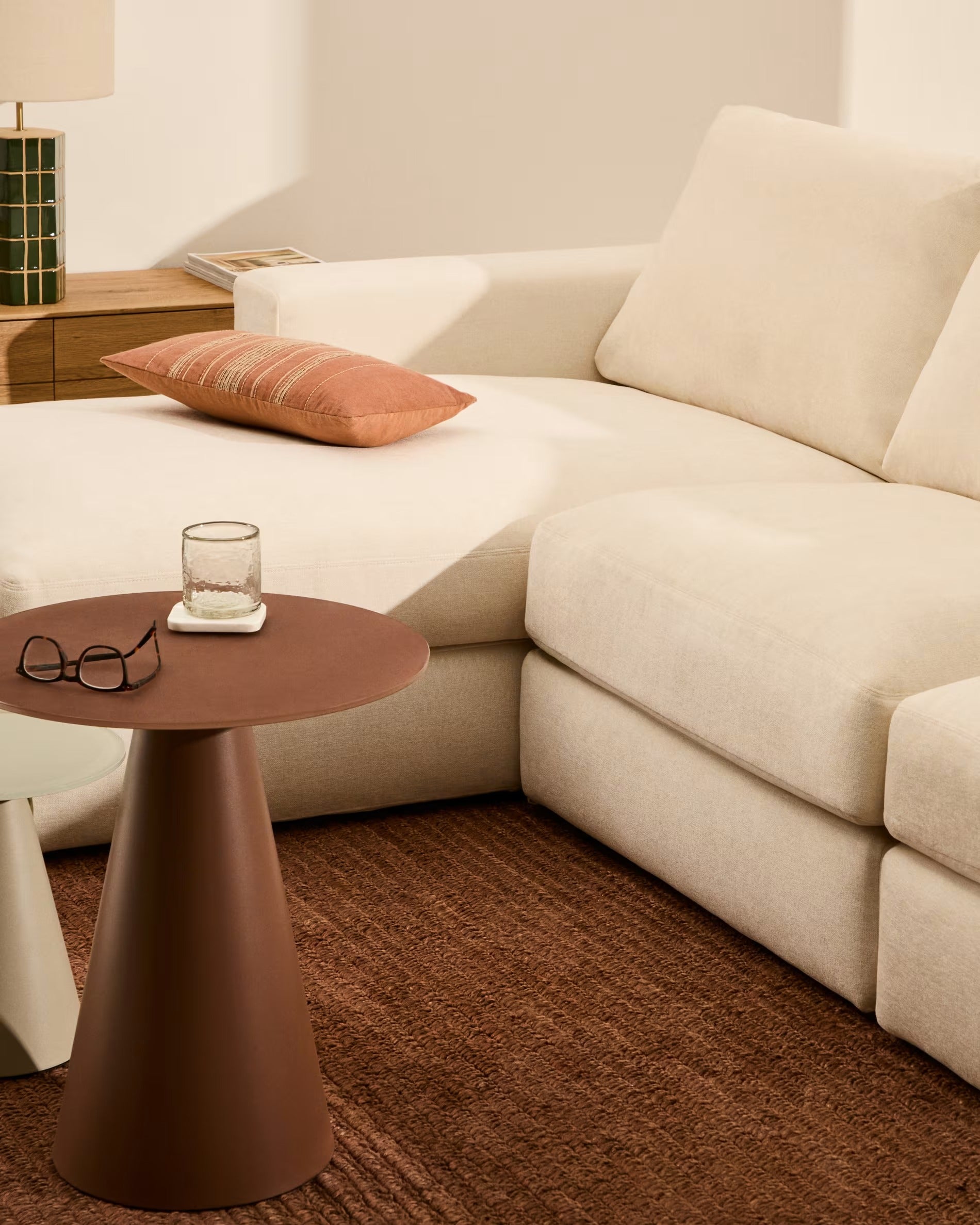 5-Sitzer-Ecksofa links ALEA ecru Chenille
