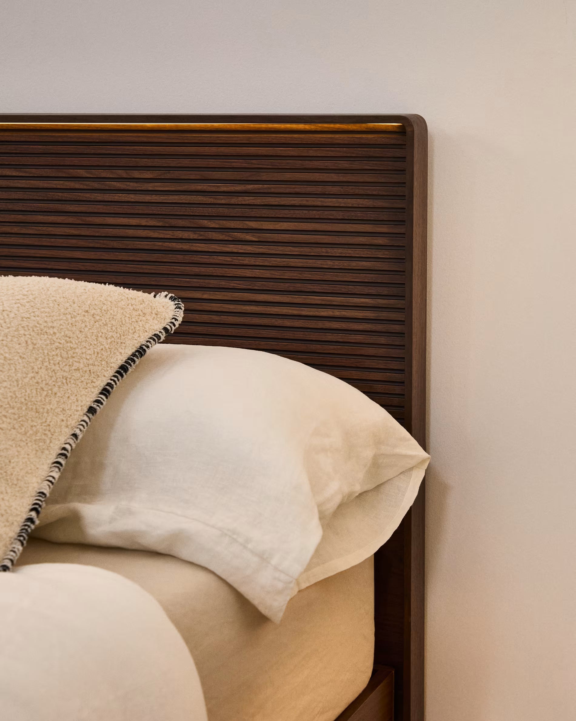 NORLEN bed dark brown walnut veneer