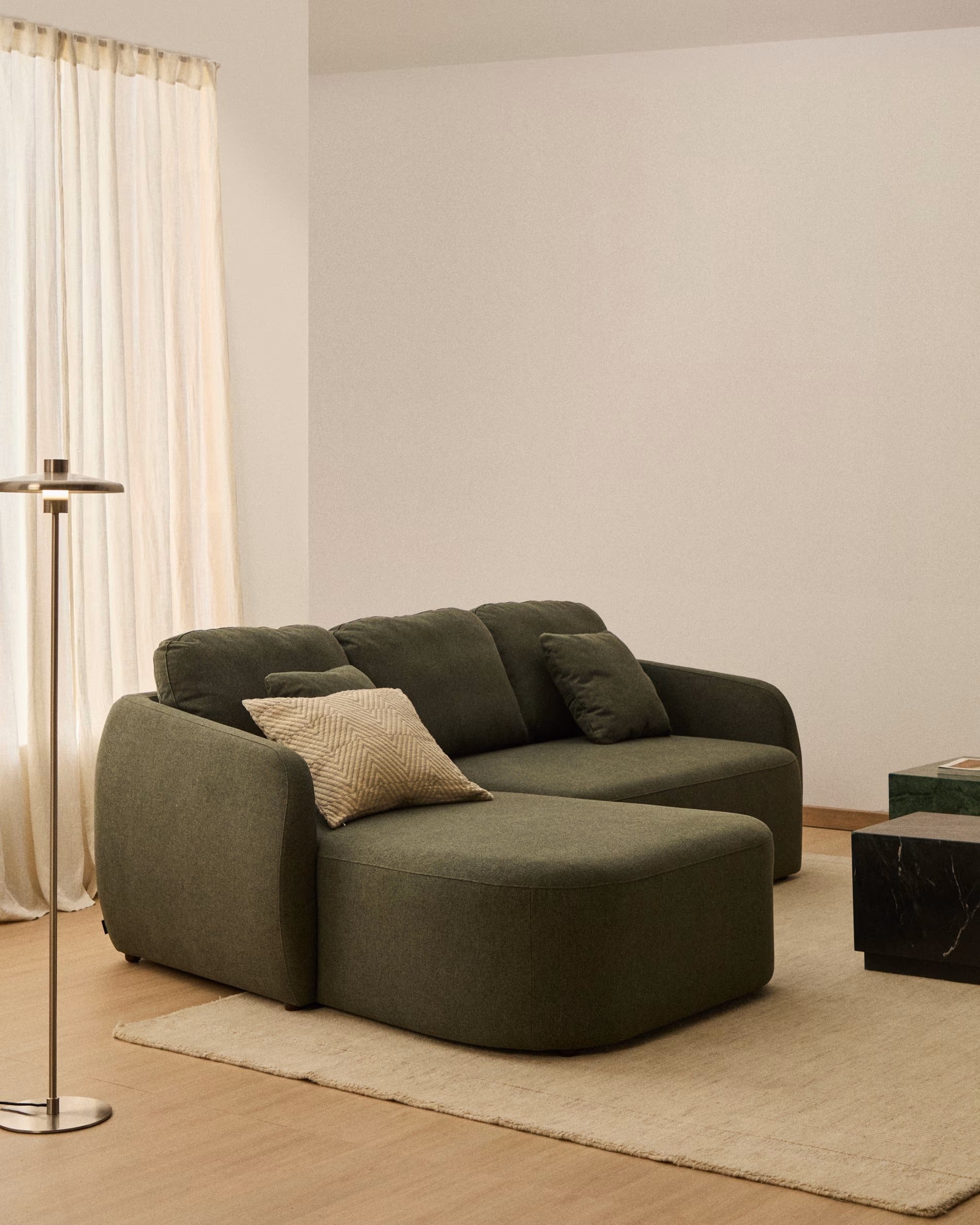 Left-facing 3-seater sofa bed LAIRA dark green