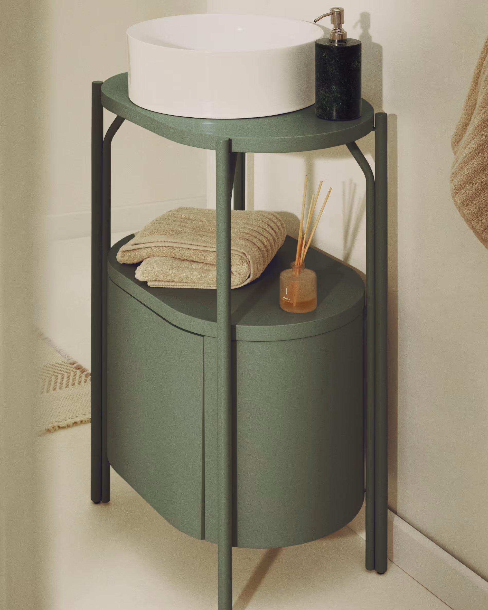 ARELY green bathroom cabinet