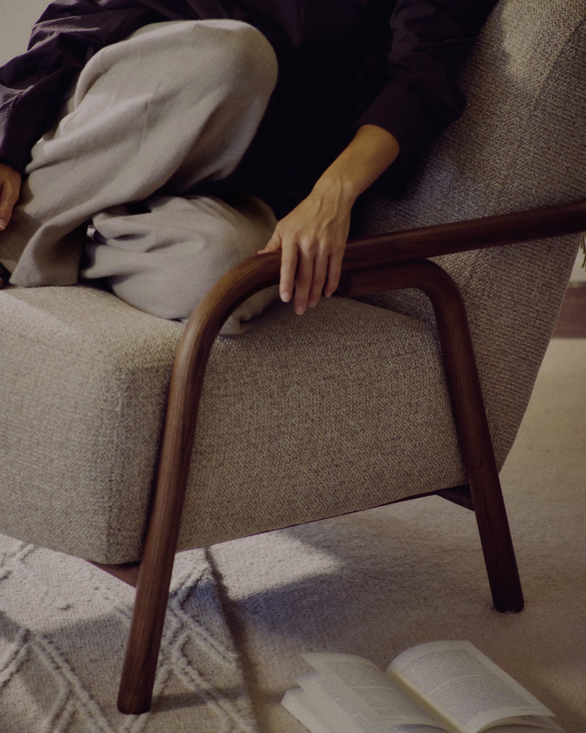 SYLO Armchair in Beige with Dark Ash Base