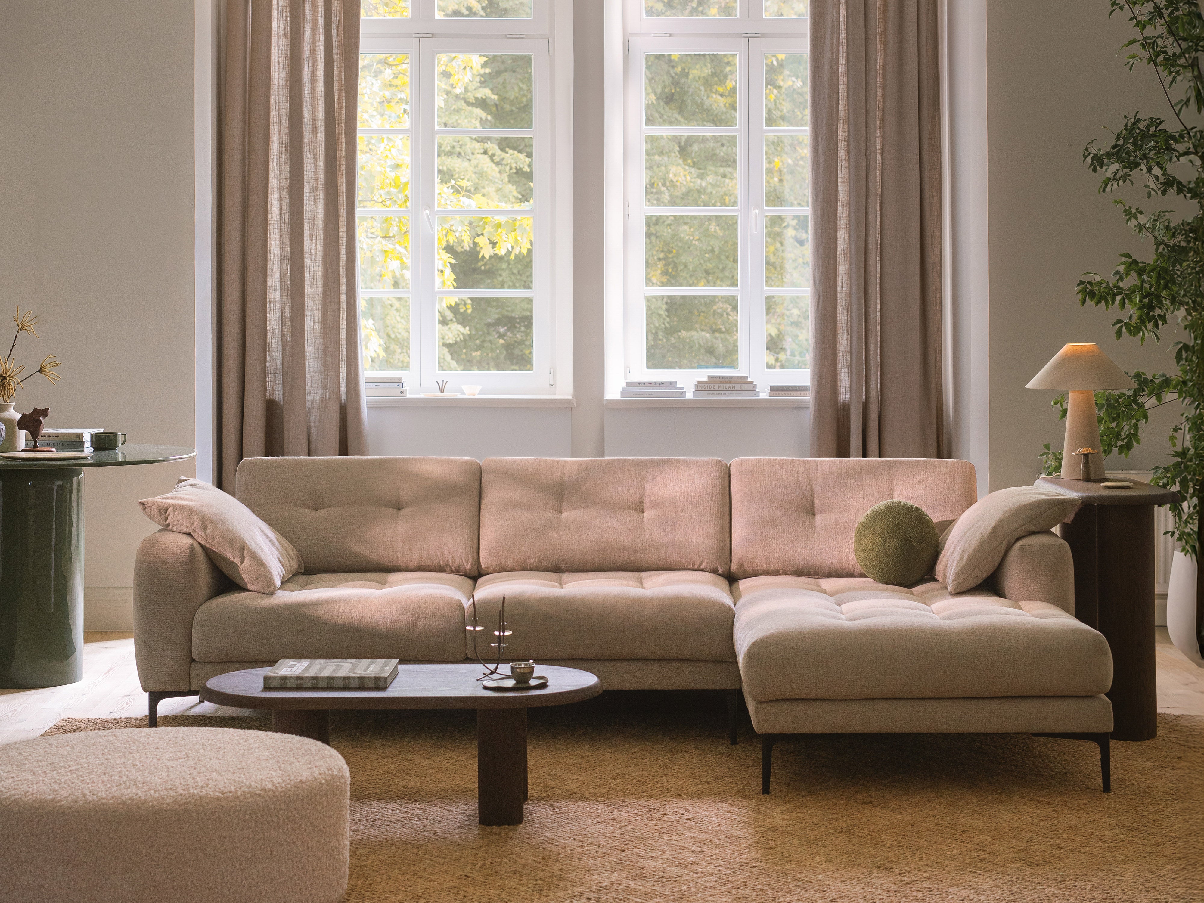 Velvet sofa for 4 people BEMY pink