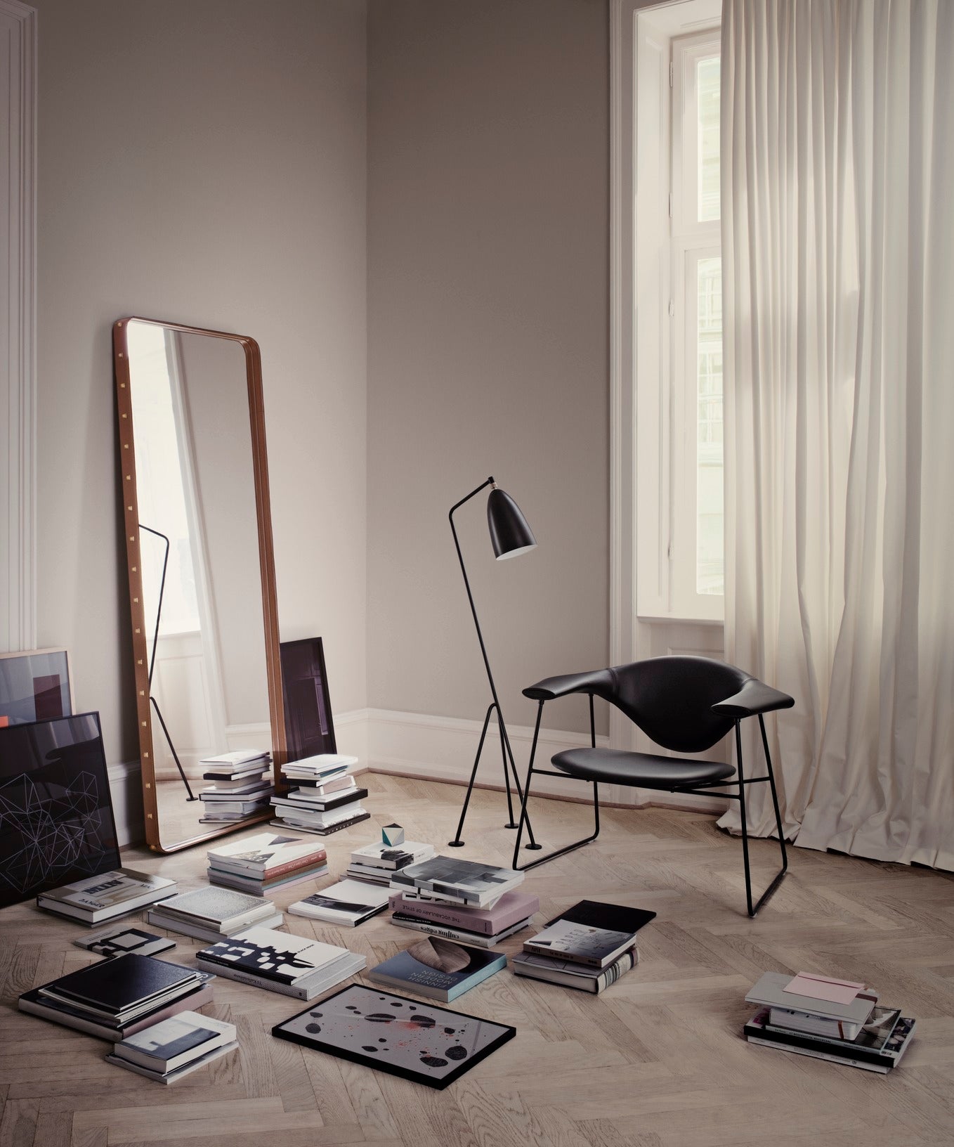 ADNET Mirror black leather