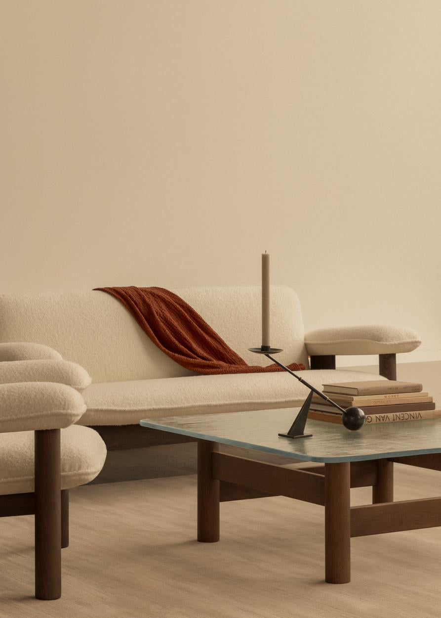 Sofa BRASILIA beige mit Eichenbasis