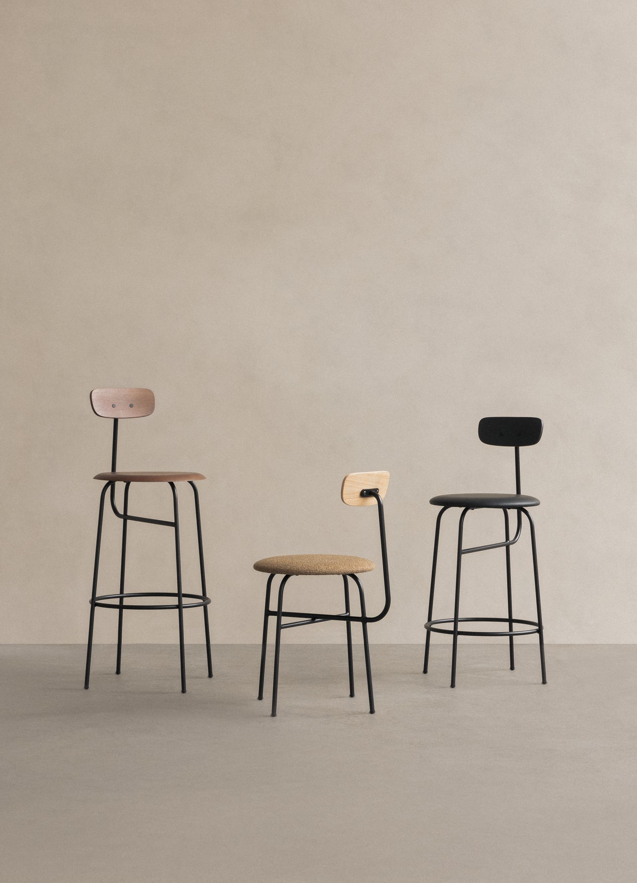 AFTEROOM chair dark oak veneer with upholstered beige seat
