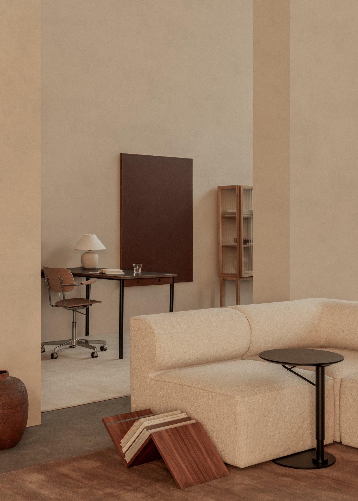 Cream laminate table with chrome base