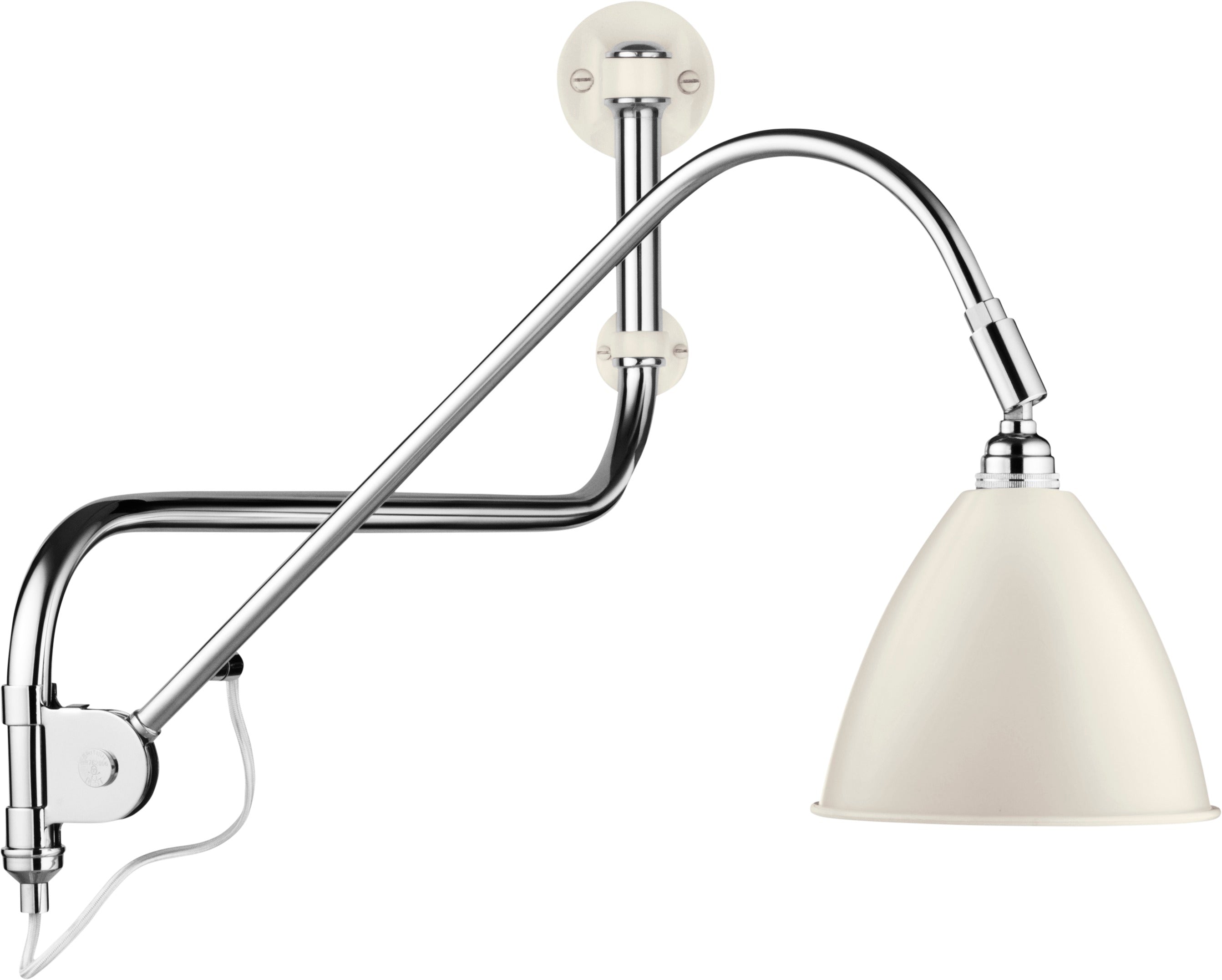 Wandleuchte mit verstellbarem Arm BESTLITE BL10 Chrom mit Porzellanschirm
