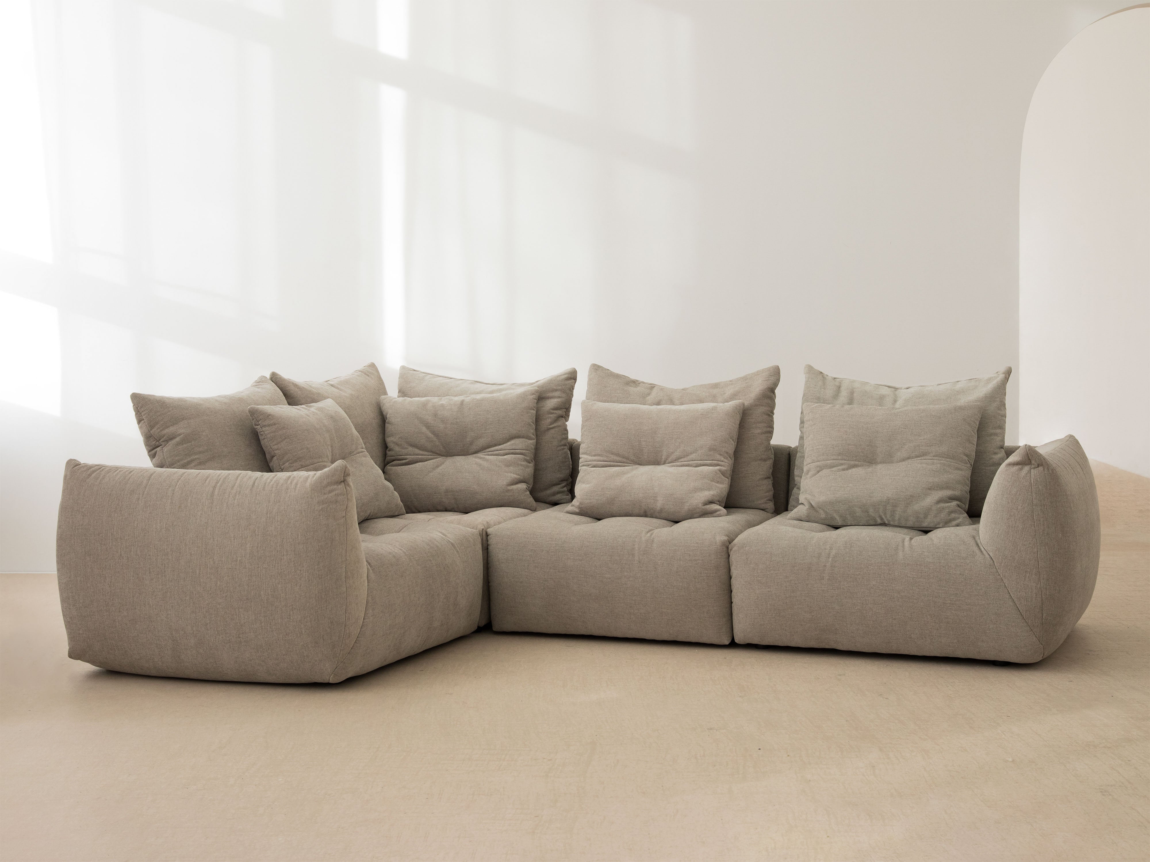 Velvet Modular Right Corner Sofa, "Bloom", 3 Seats, Sand, 316x216x95
Made in Europe