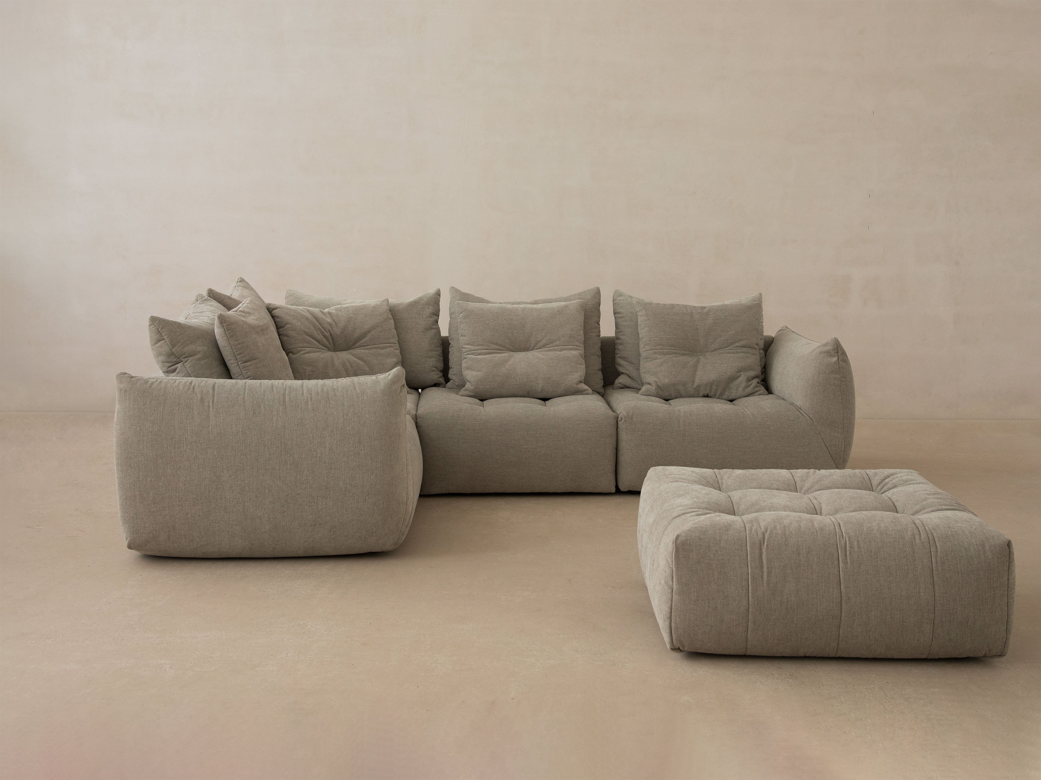 Velvet Modular Right Corner Sofa, "Bloom", 3 Seats, Sand, 316x216x95
Made in Europe