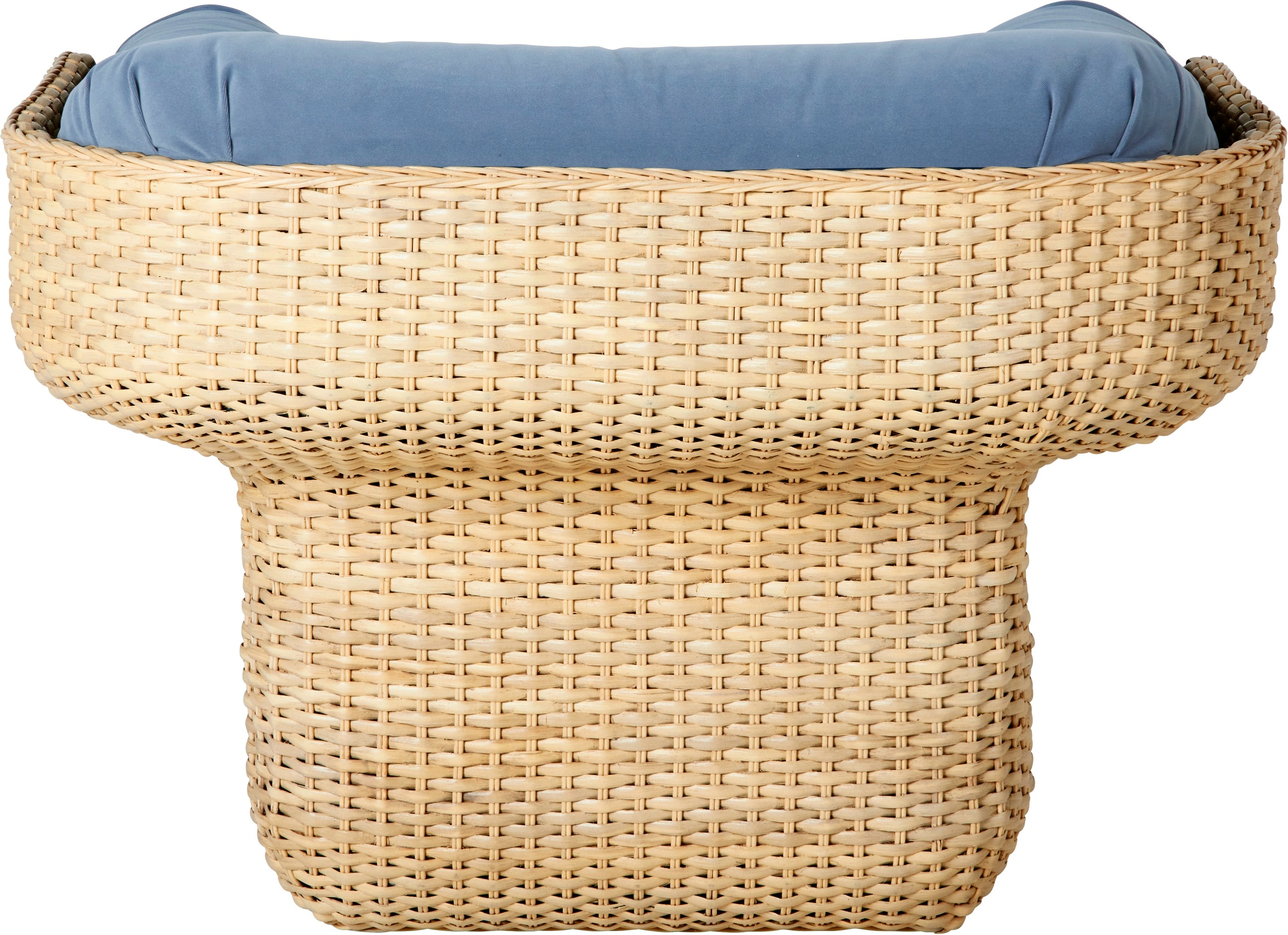BASKET blauer Sessel mit Rattan