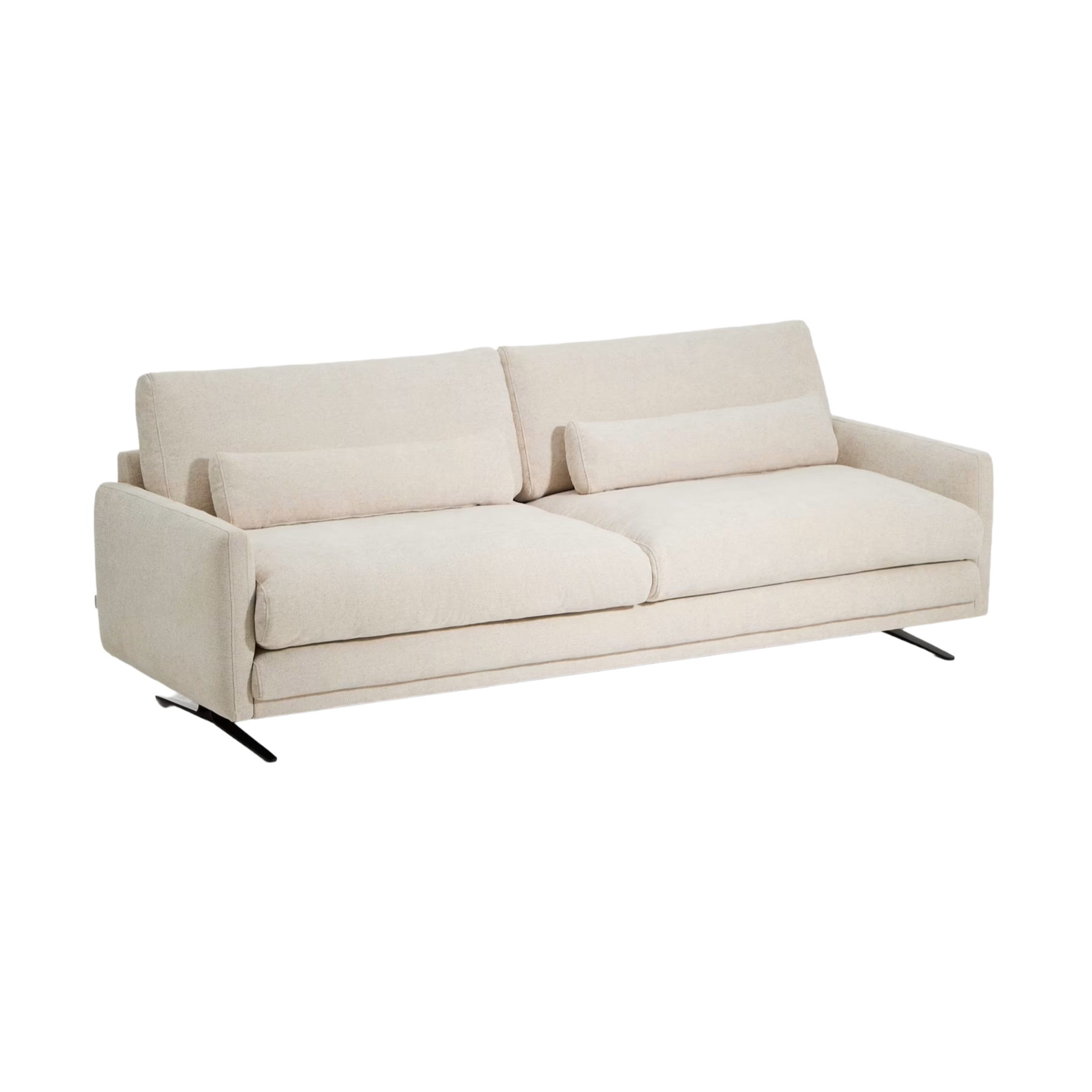 Sofa 3-Sitzer VELIRO beige mit schwarzem Gestell