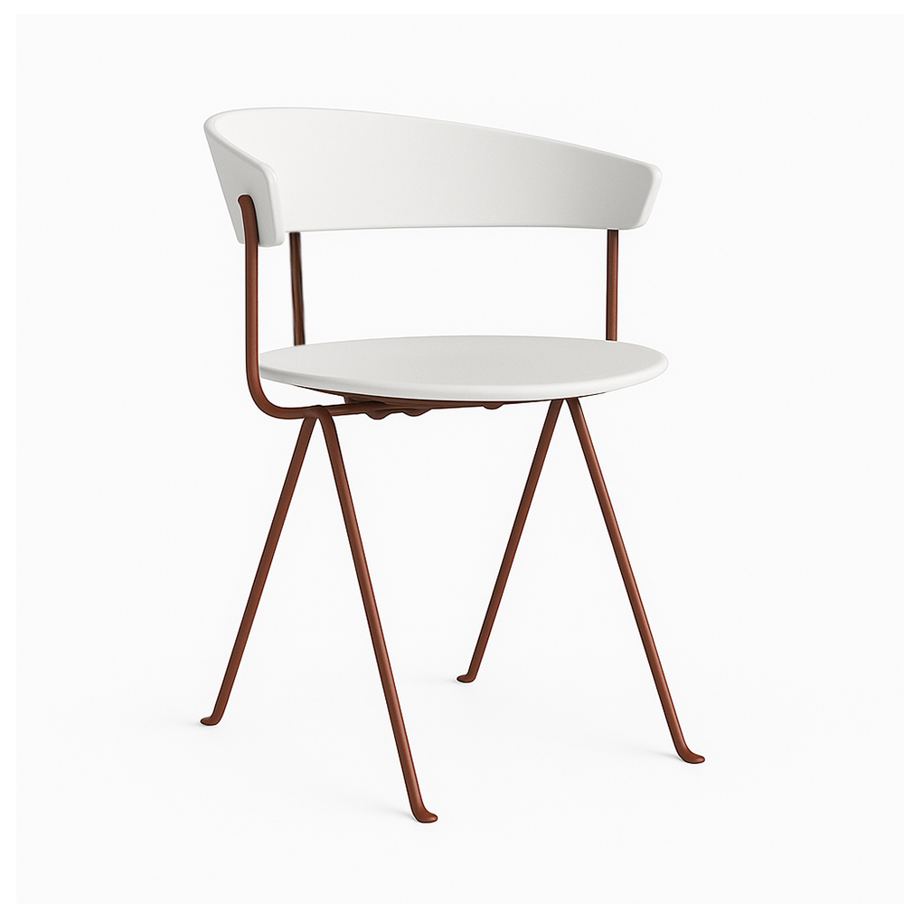OFFICINA chair with a brown base and a white seat