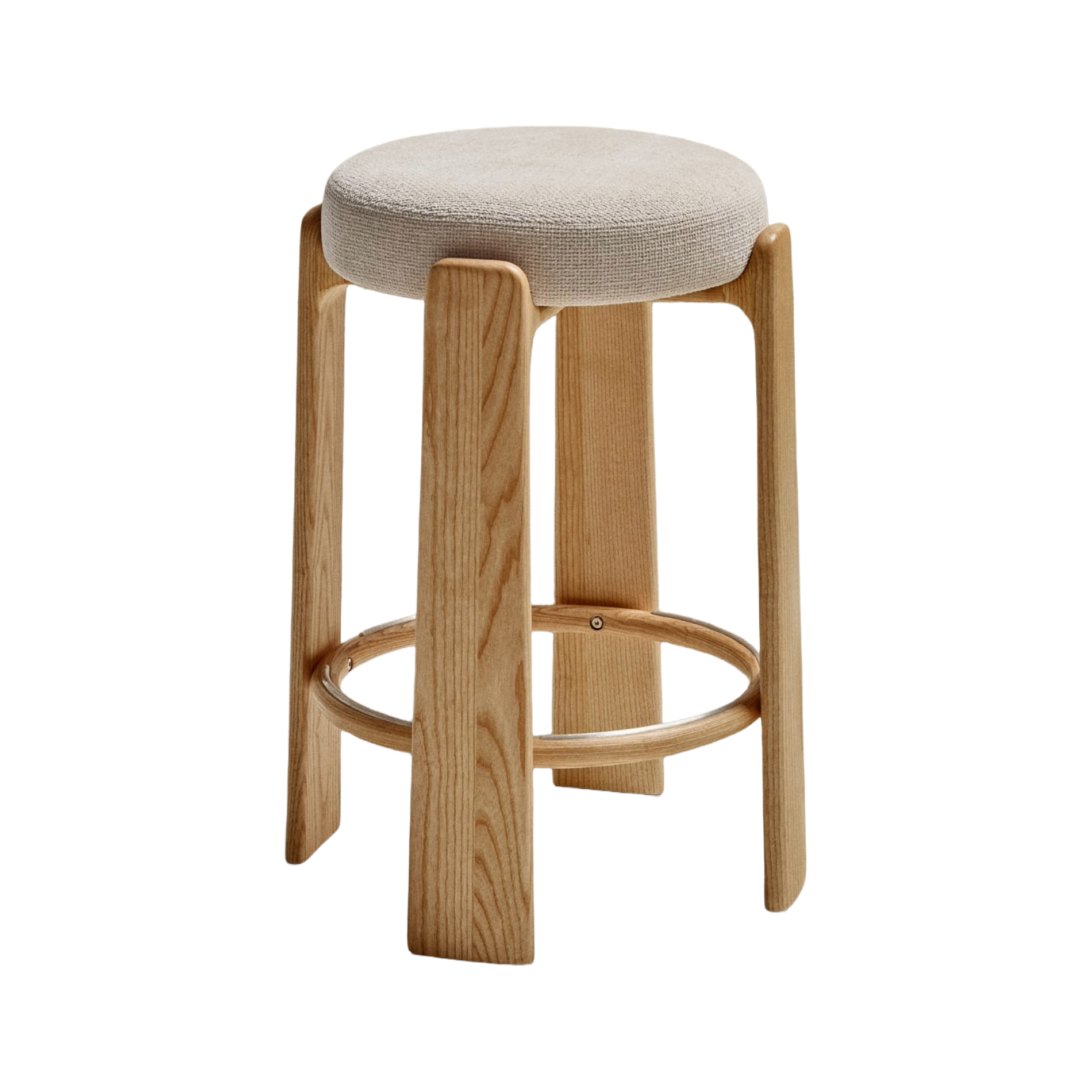 GRANITE beige chenille bar stool with ash base