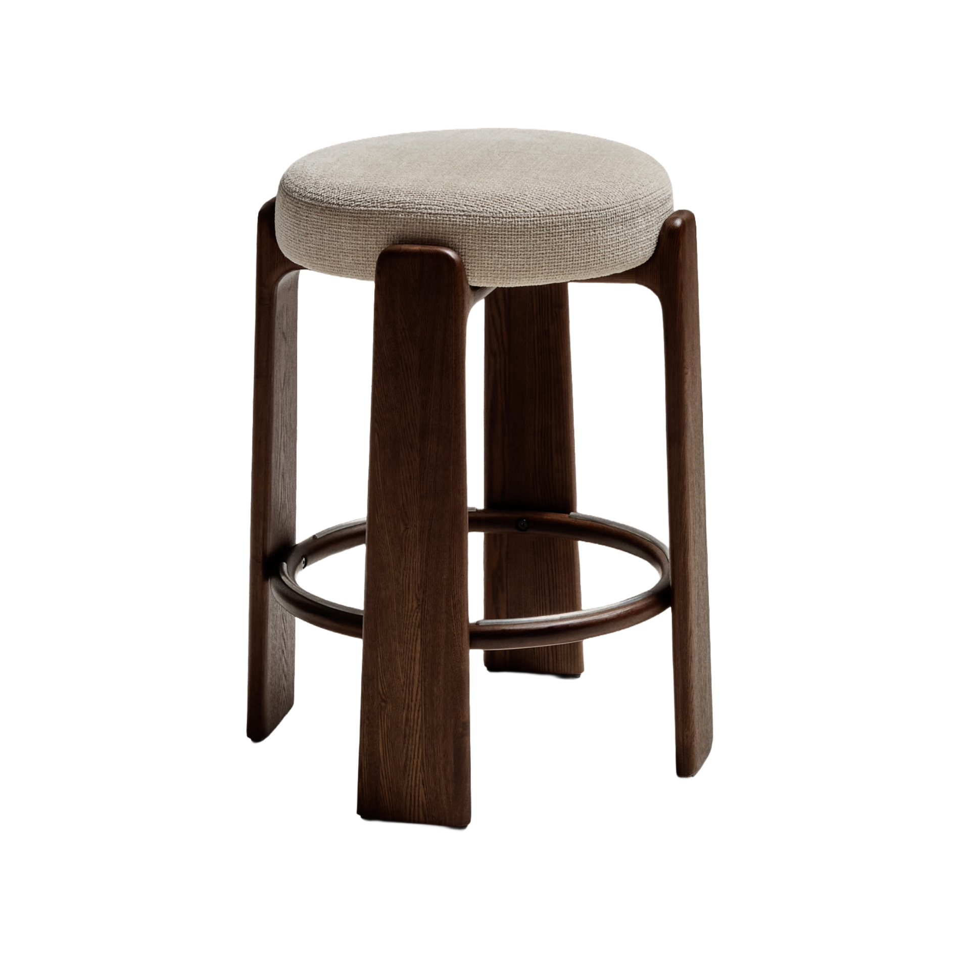 GRANITE beige chenille bar stool with a dark ash base