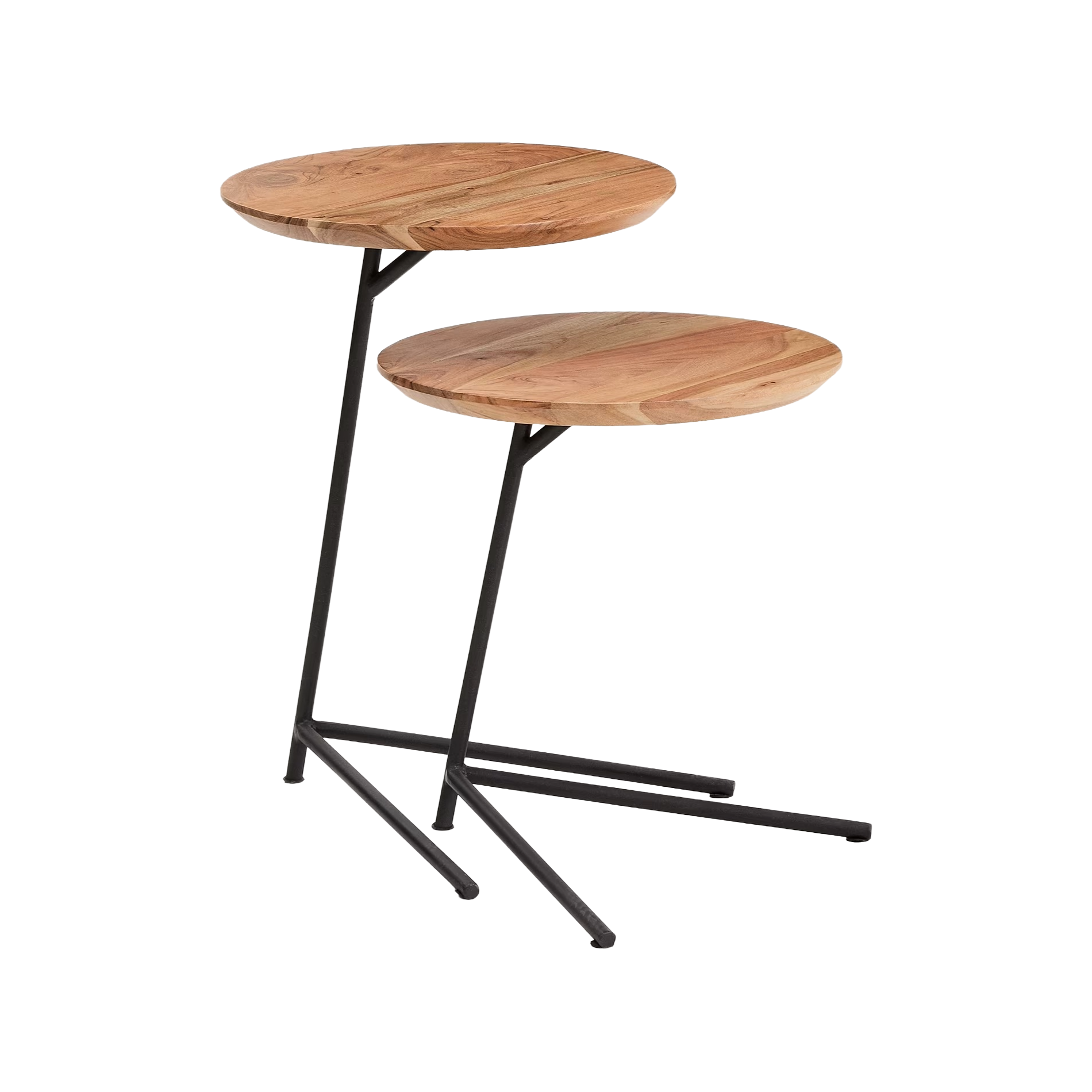 VINTARA set of tables made of acacia wood with a black base