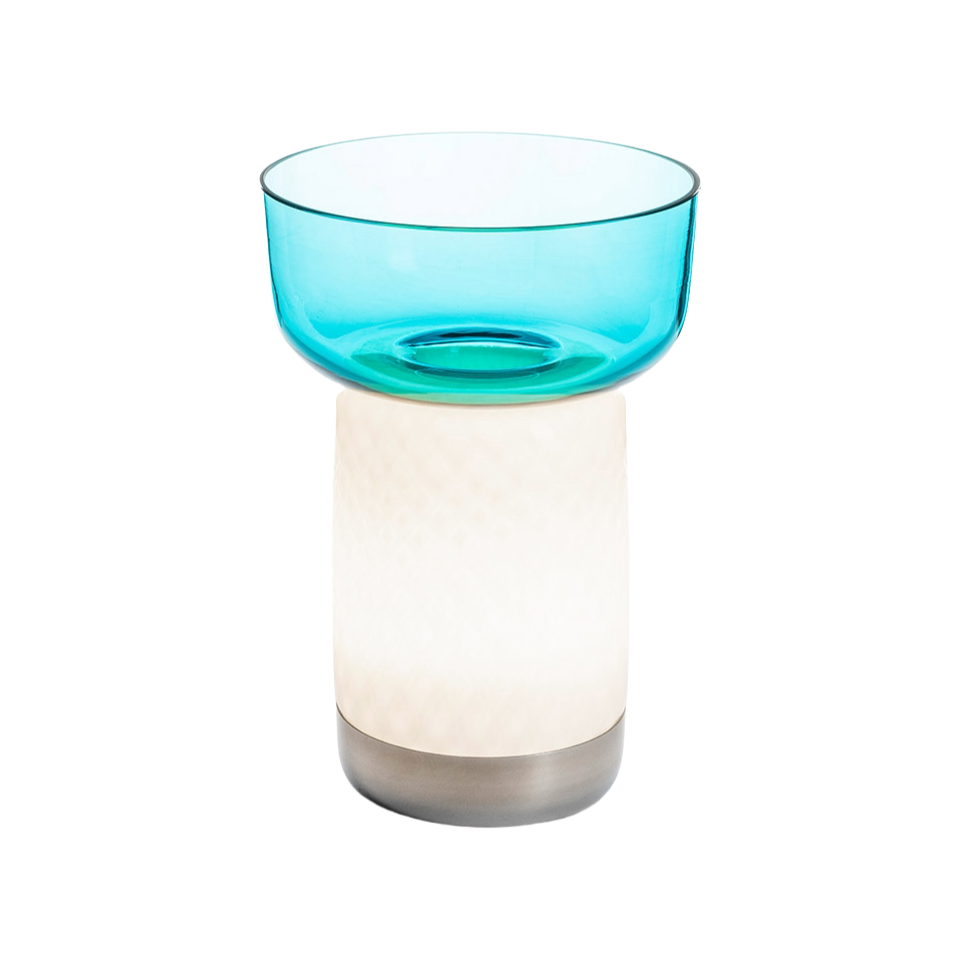 Portable Lamp BONTA BOWL white with turquoise