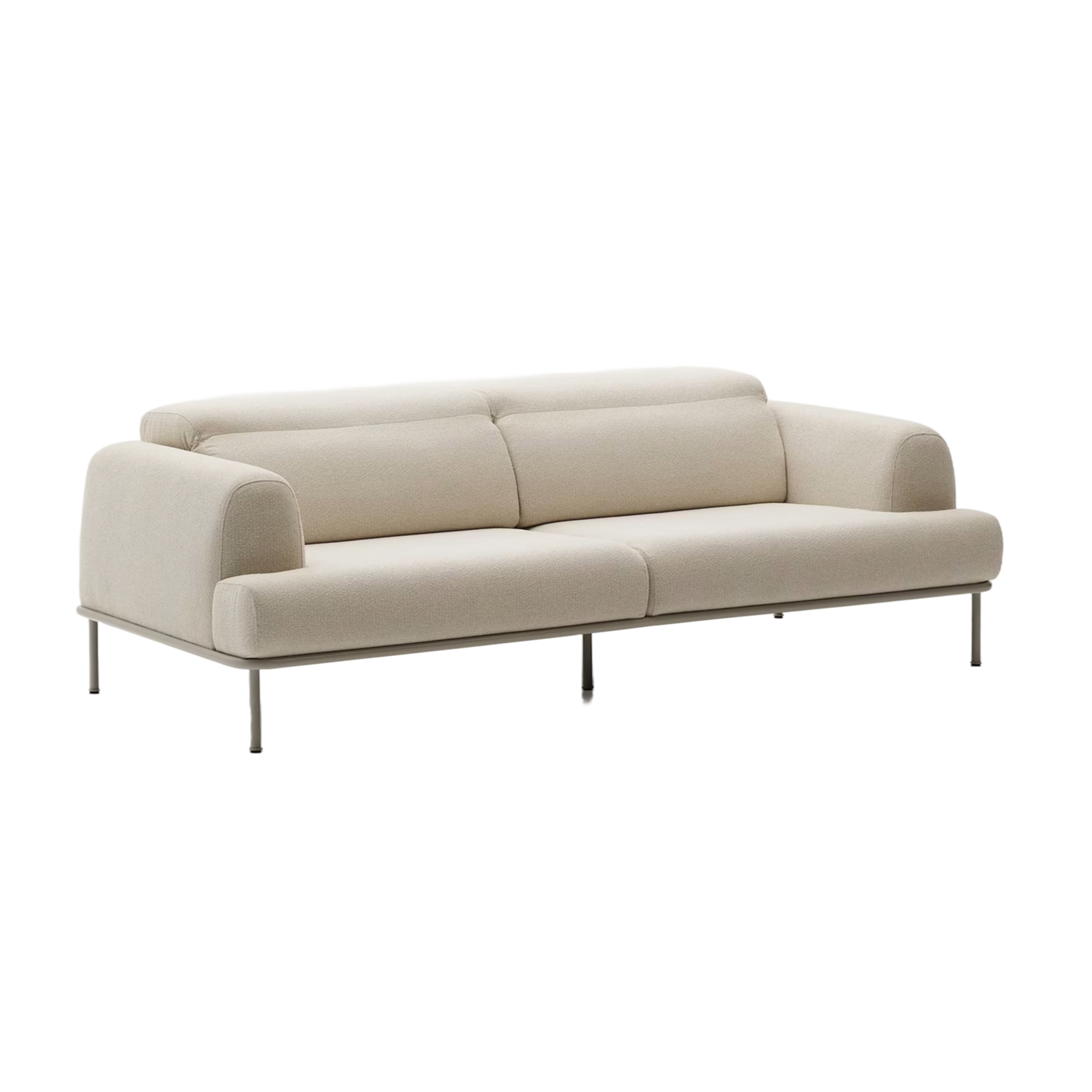 AURUM 3-Sitzer-Sofa, ecrufarbene Chenille mit beigem Untergestell