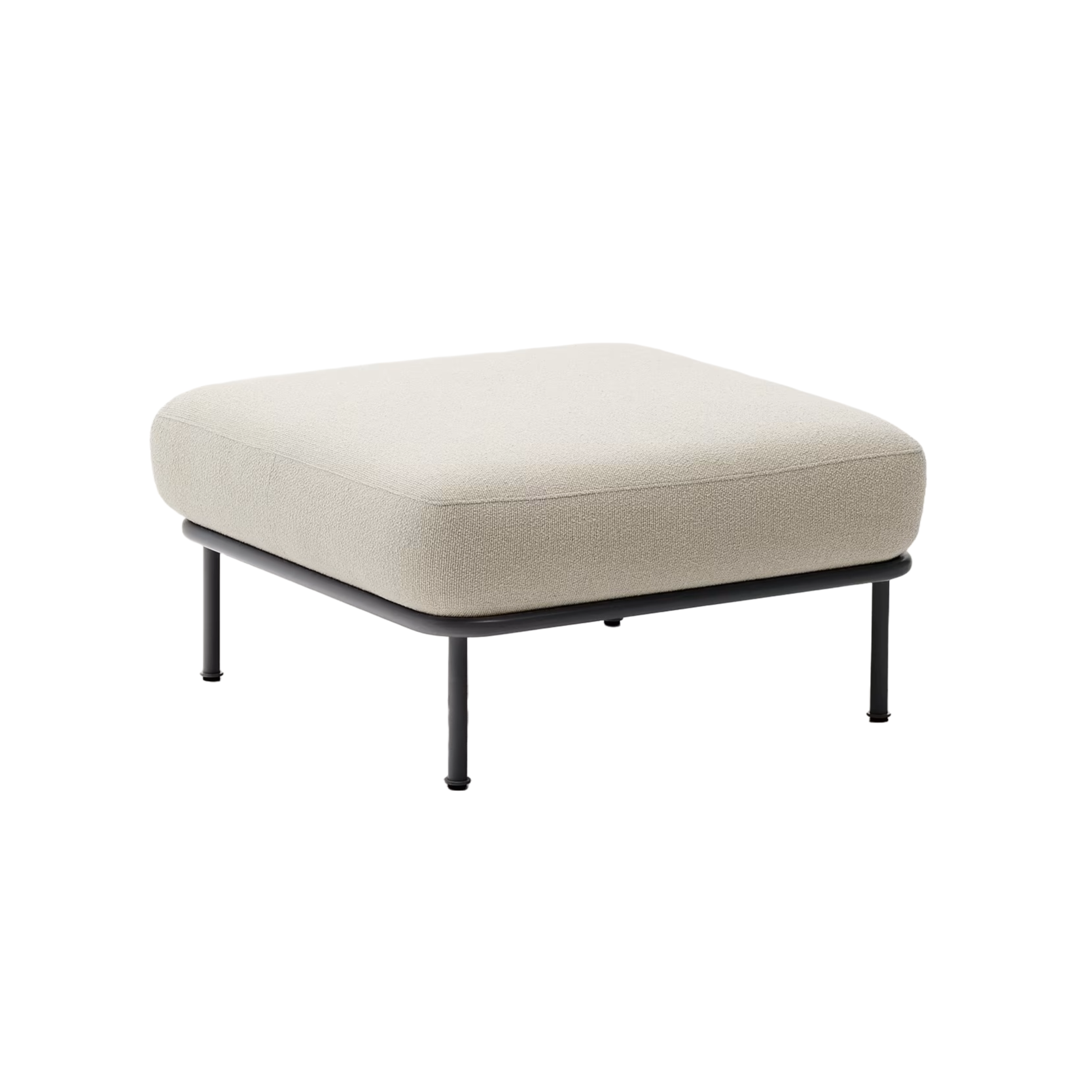 AURUM ecru chenille footstool with a dark gray base