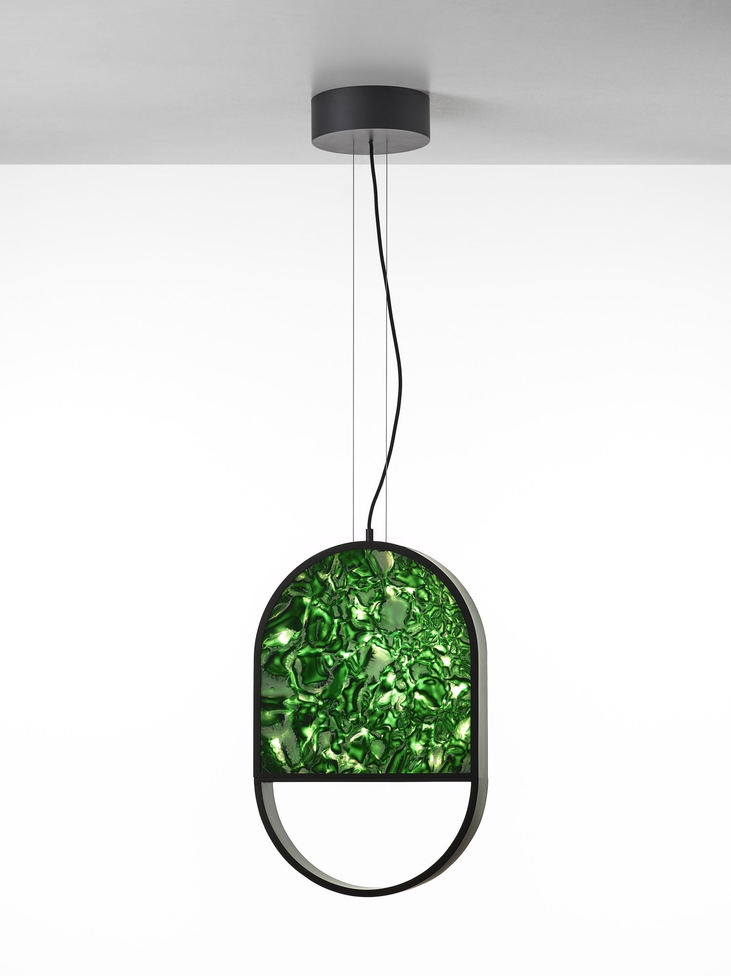 Hängende Lampe Geometrische Oval 2/3 Brokisglass glänzend Glas