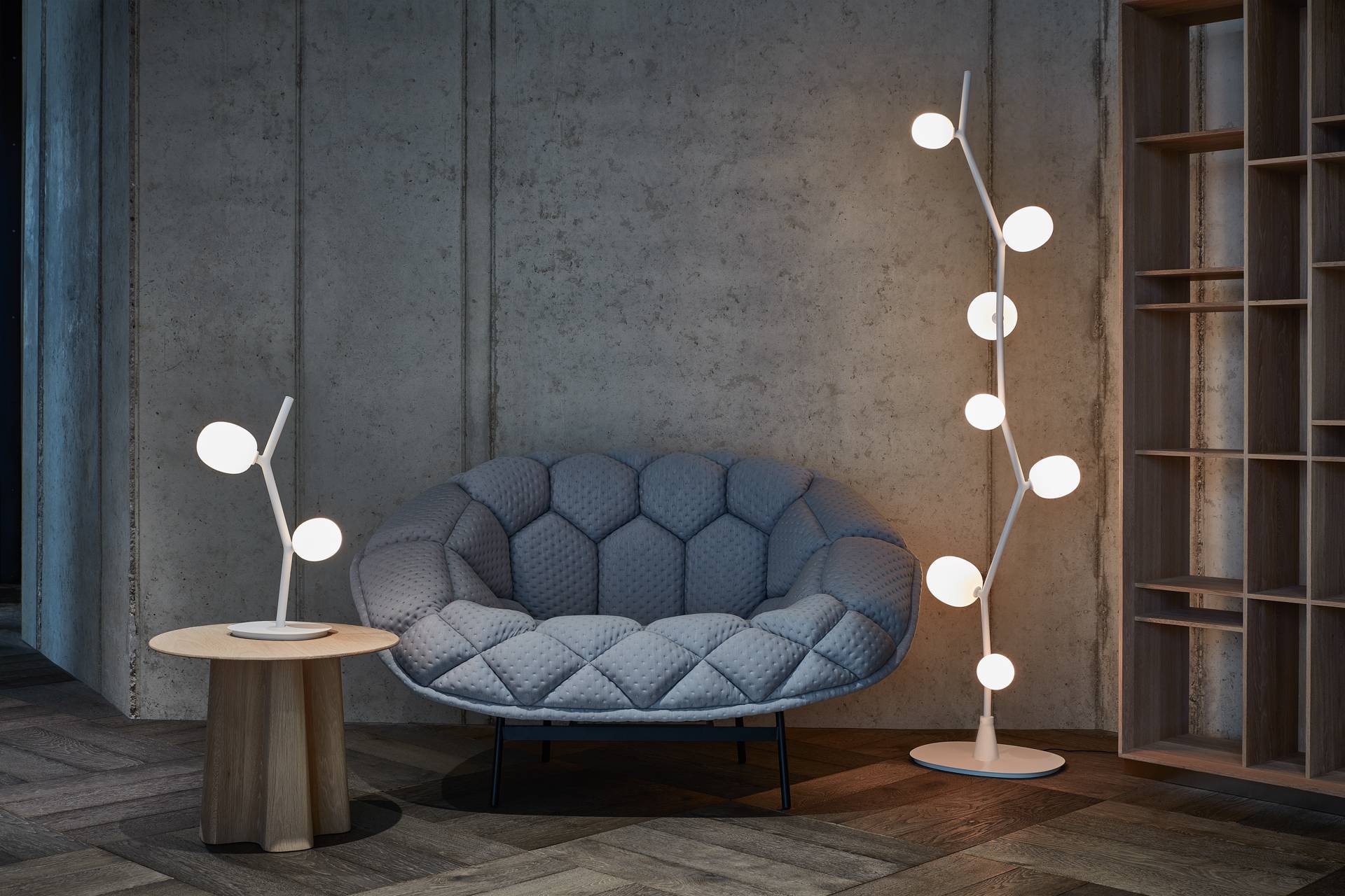 Efeu -Stehlampe Mattglas