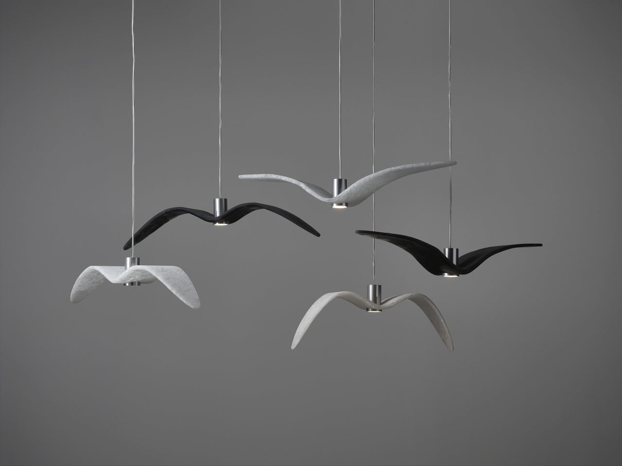 Hanging lamp Night birds glass