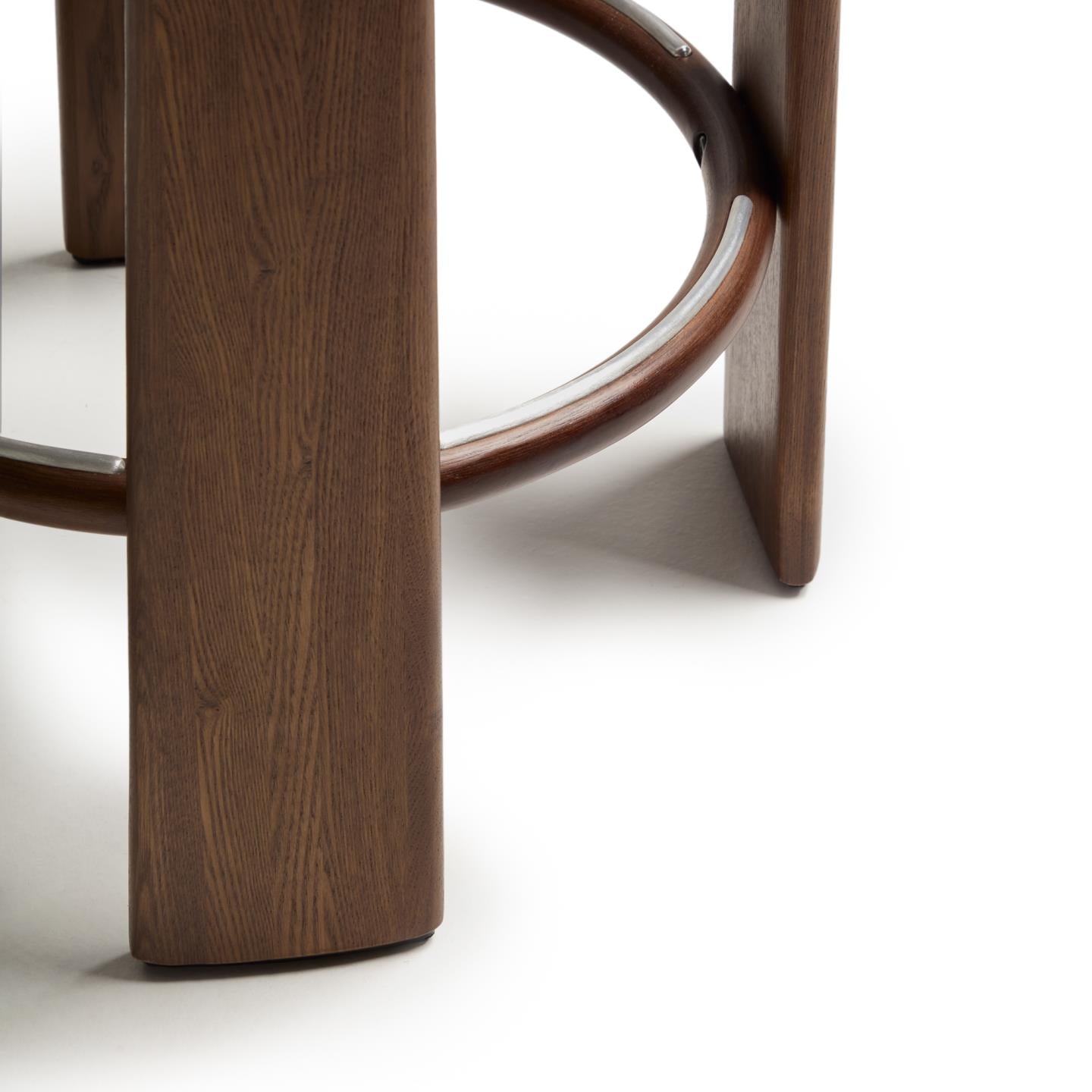 GRANITE beige chenille bar stool with a dark ash base