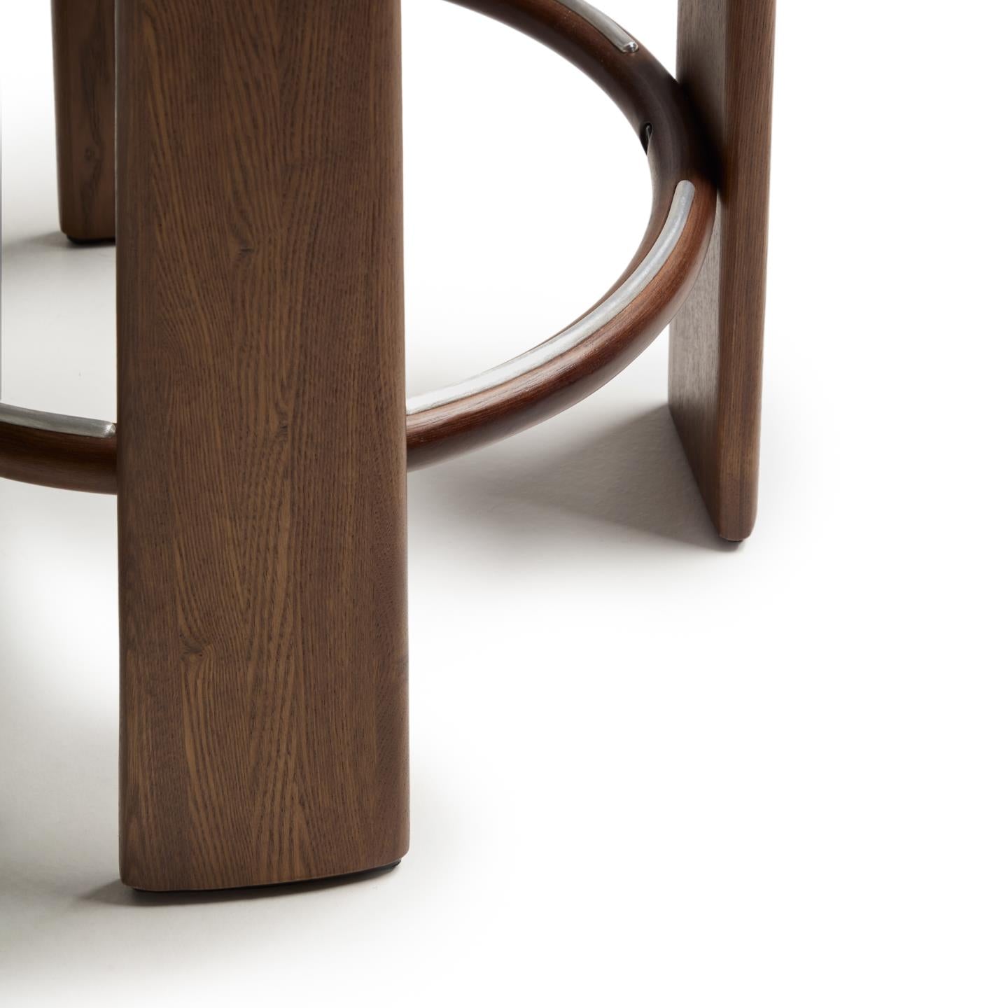 Barhocker GRANITE braun Chenille mit dunklem Eschenfuß