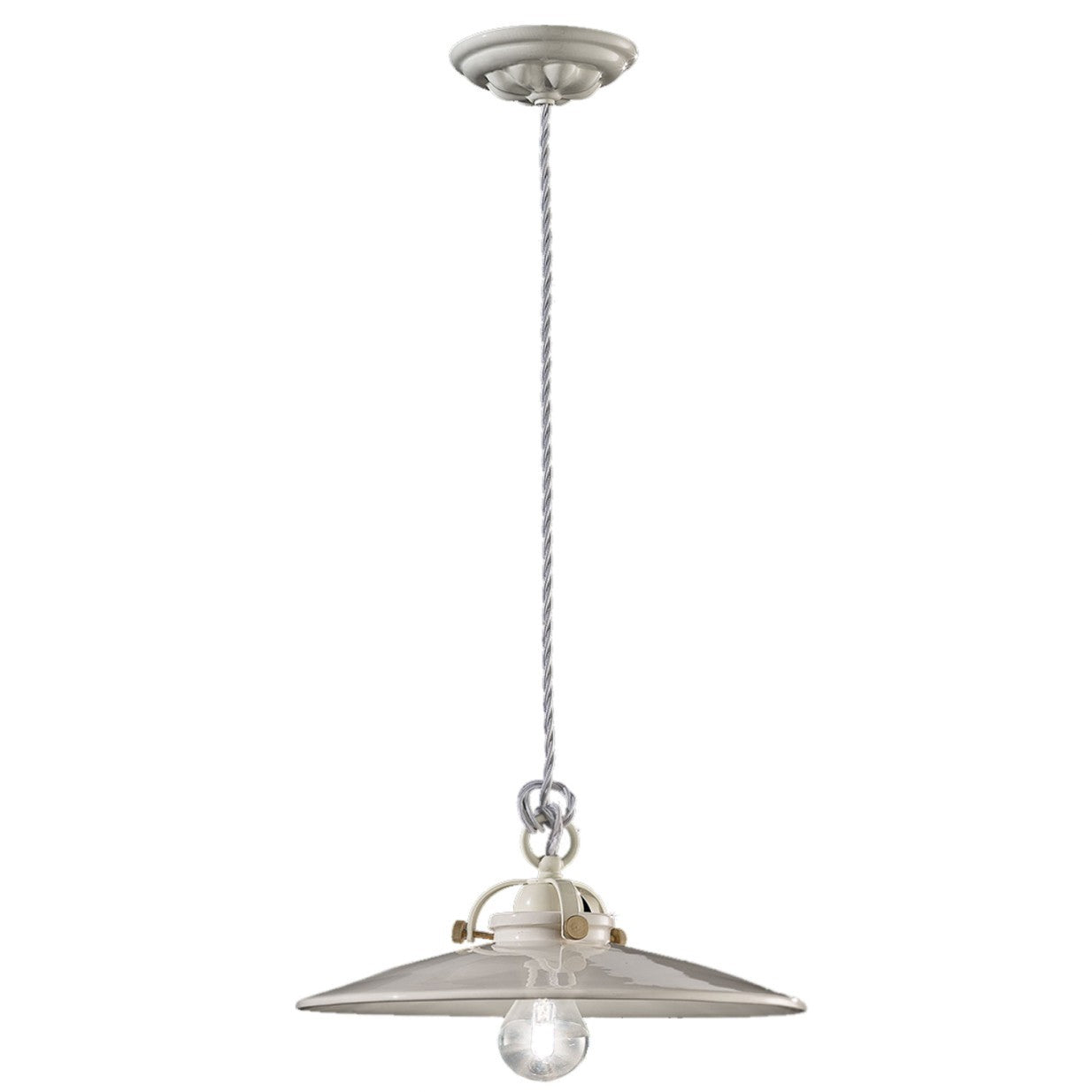 B&W ceramic pendant lamp in white with brass finish