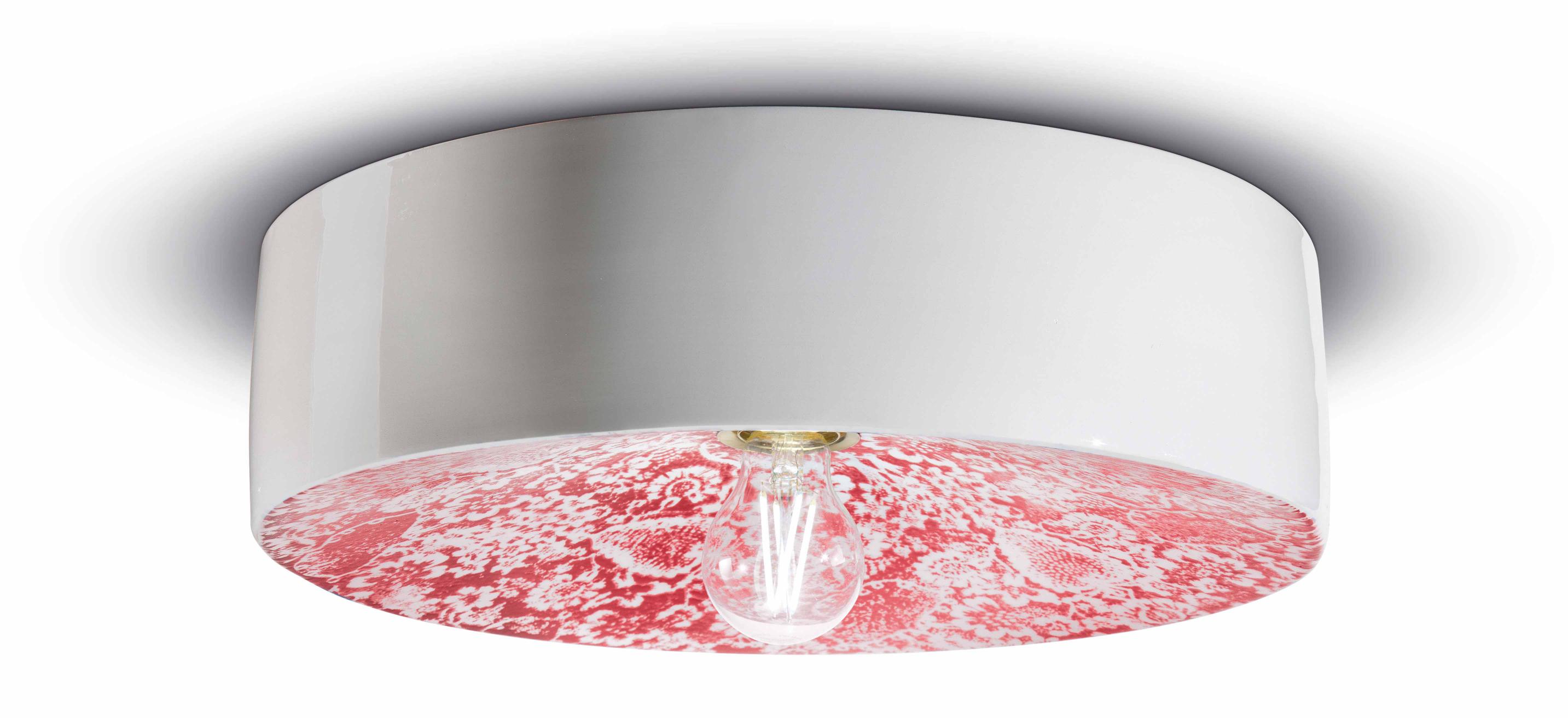Ceramic wall lamp PI red plant pattern