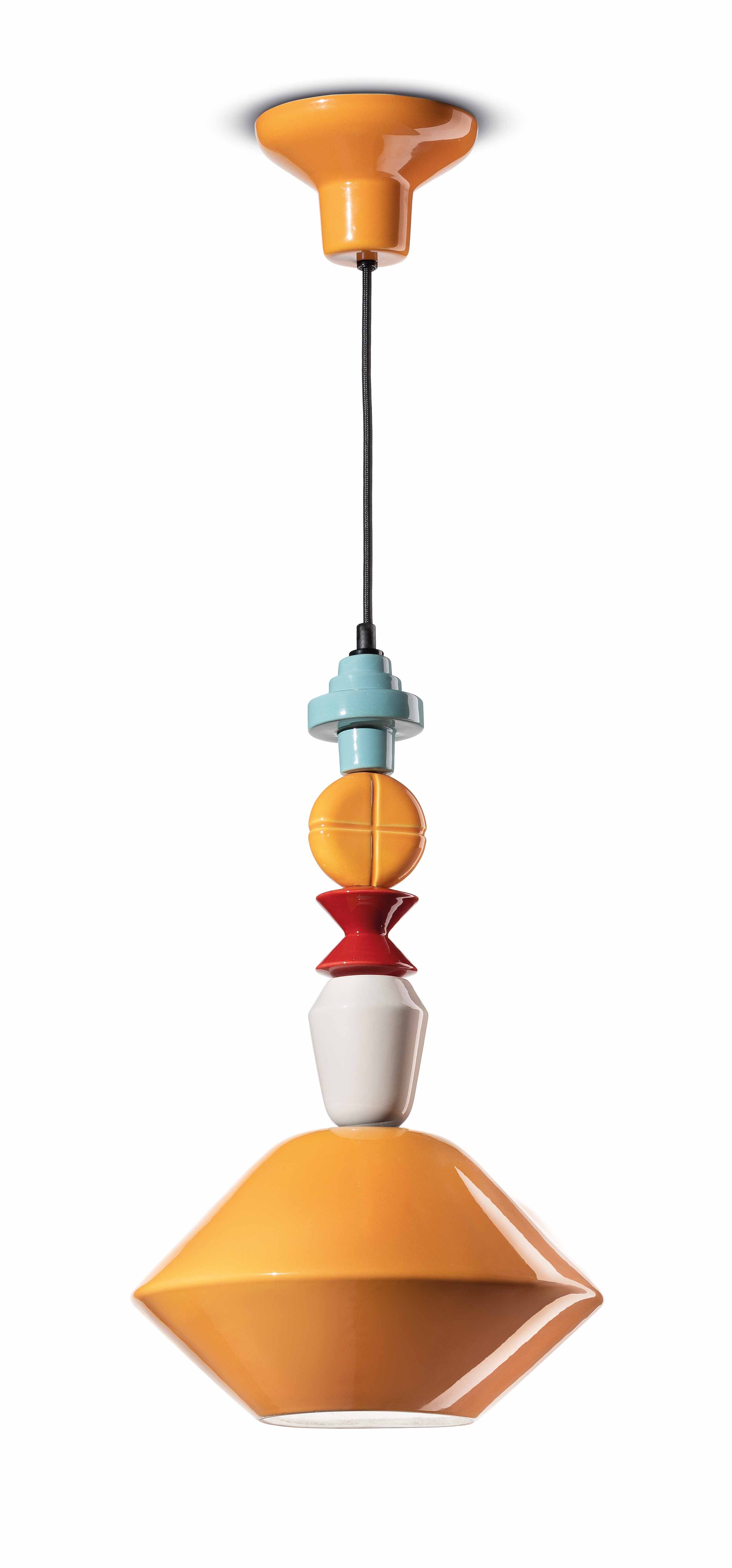 LARIAT yellow ceramic pendant lamp