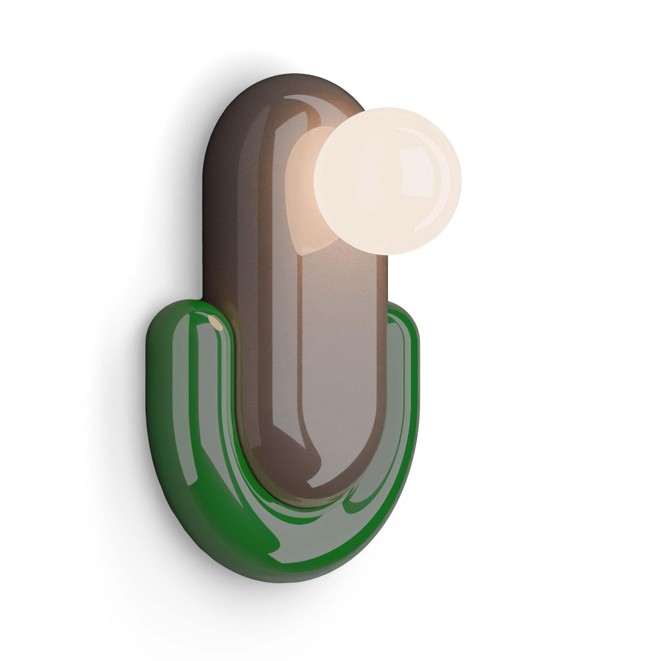 ECLAIR ceramic wall lamp in mocha with green