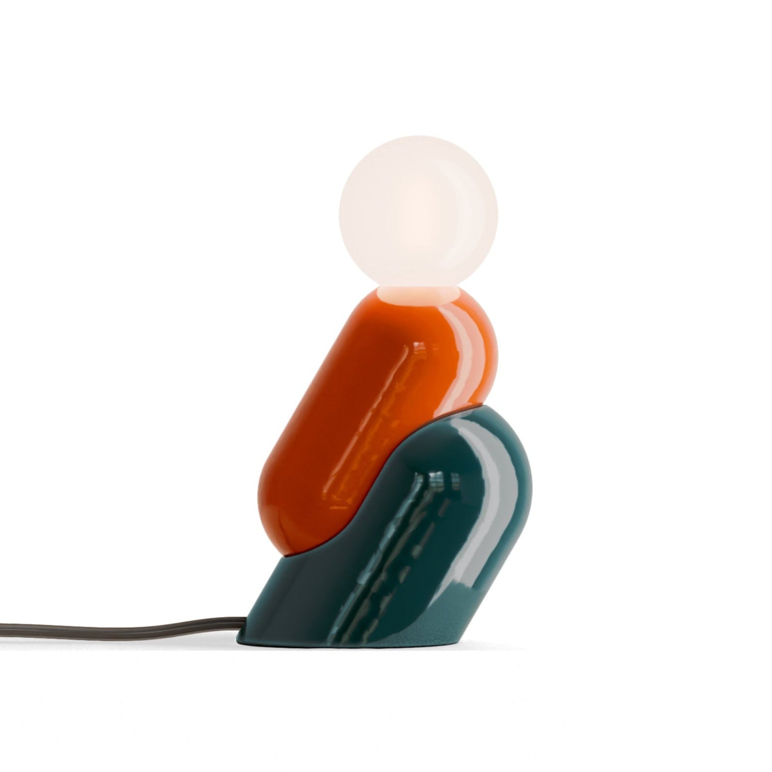 Ceramic table lamp TATA orange with petrol green