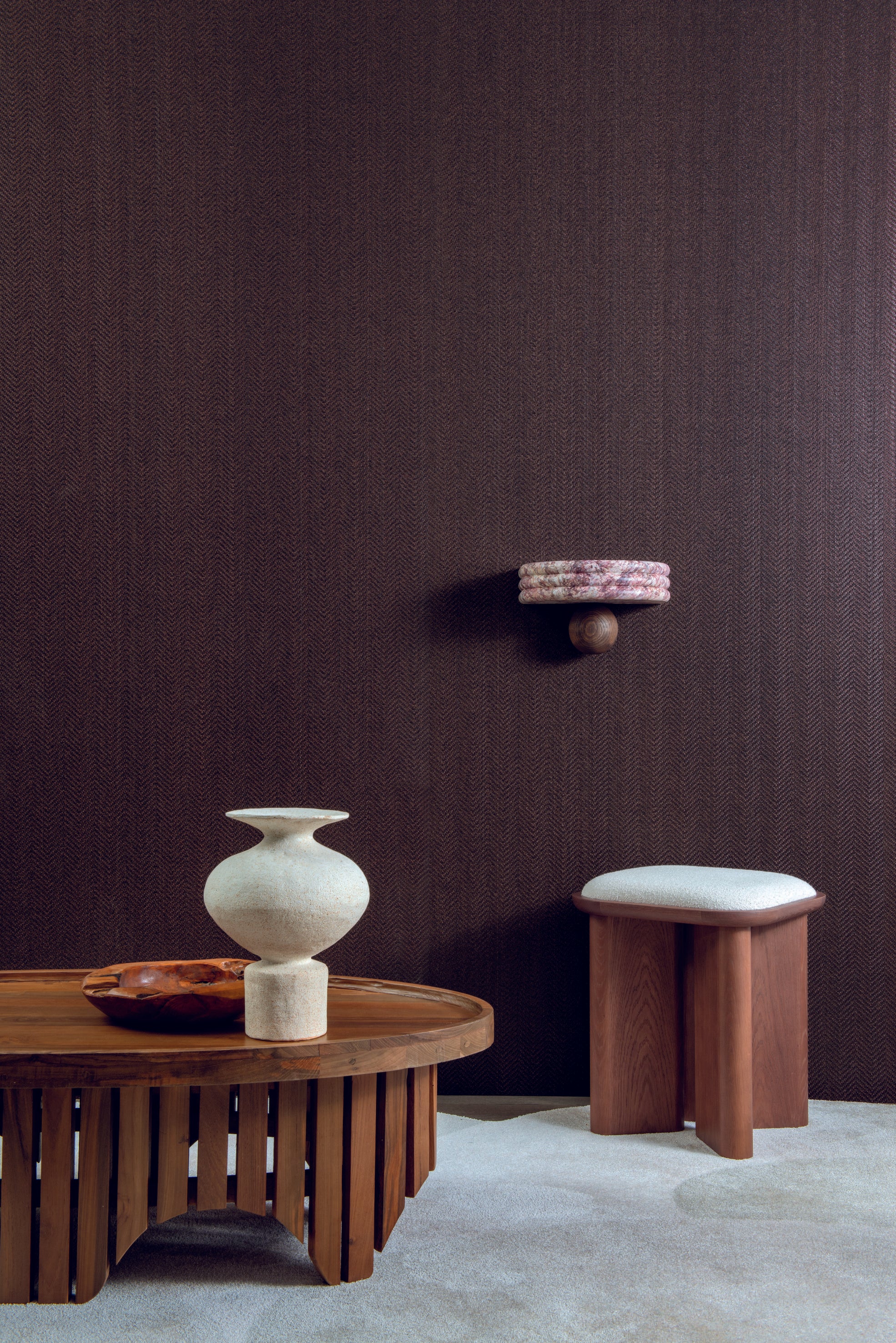 Structural paper wallpaper resembling raffia KASANE - IVORY ivory