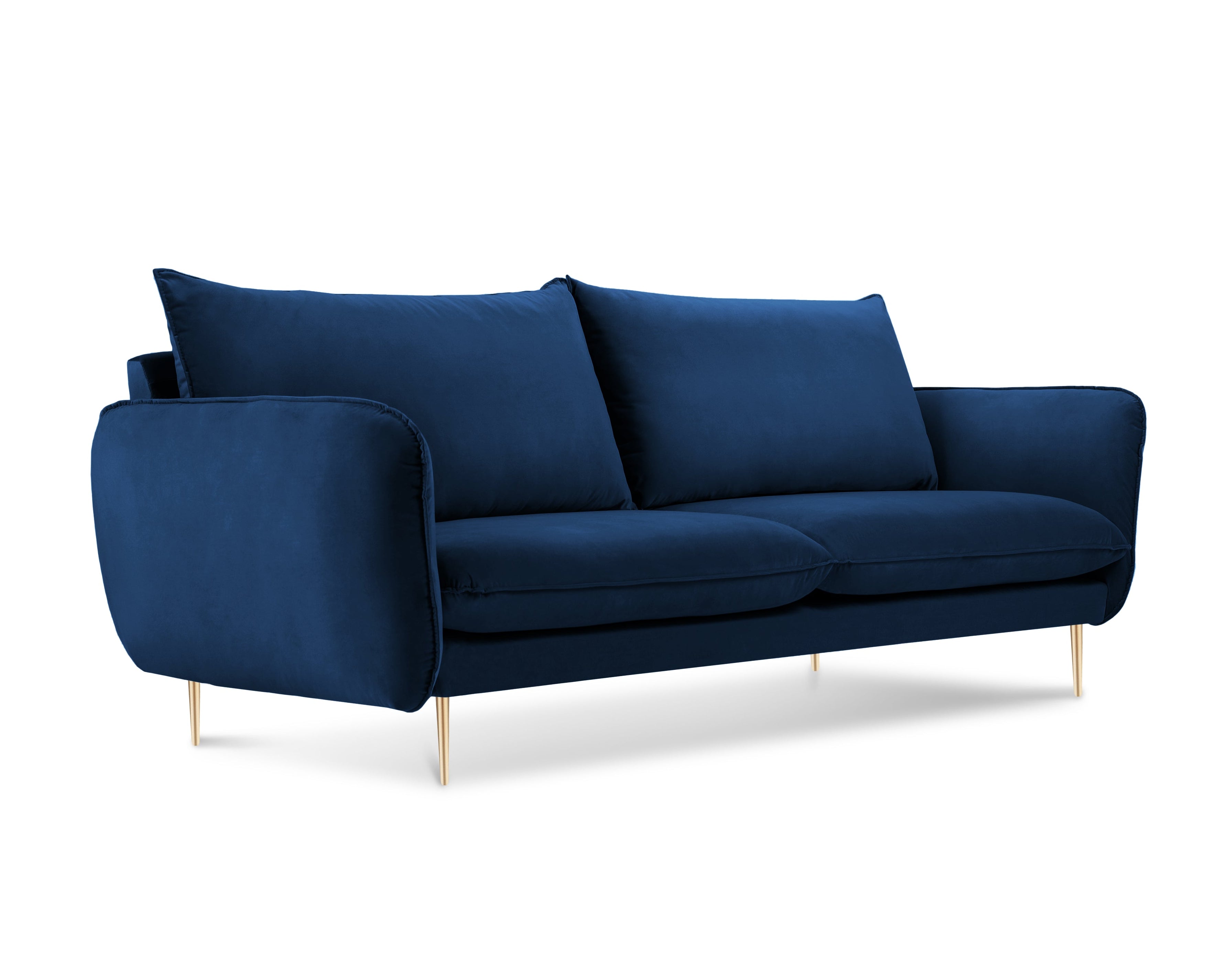 Velvet 2-seater Sofa VIENNA royal blue with a gold base