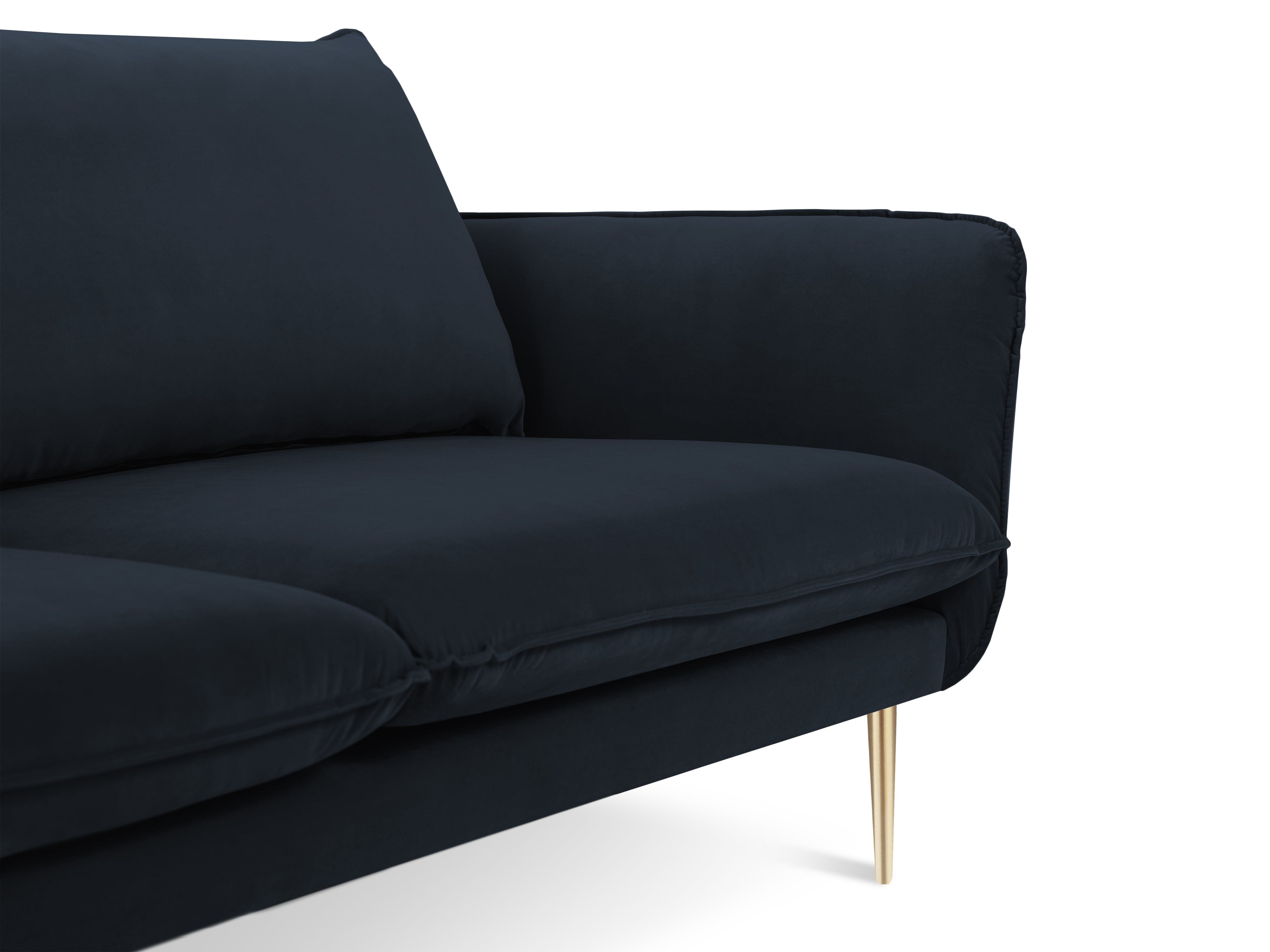Velvet 2-seater Sofa VIENNA dark blue with gold base