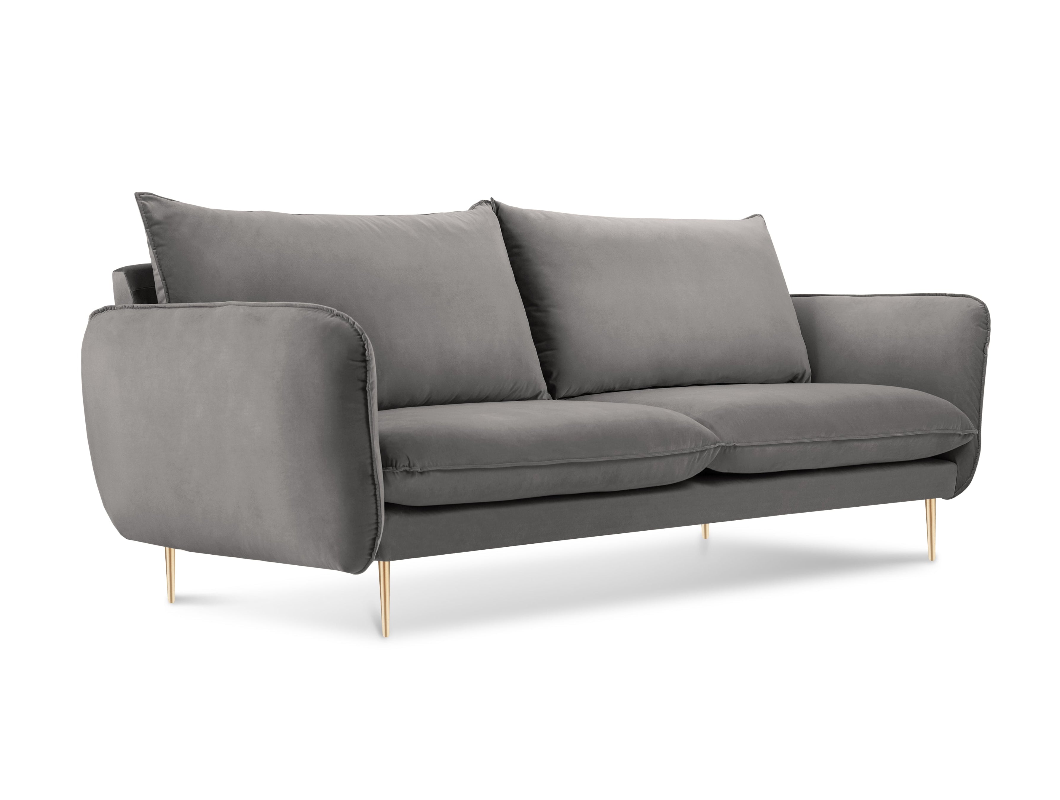 Velvet 2-seater Sofa VIENNA light gray with gold base