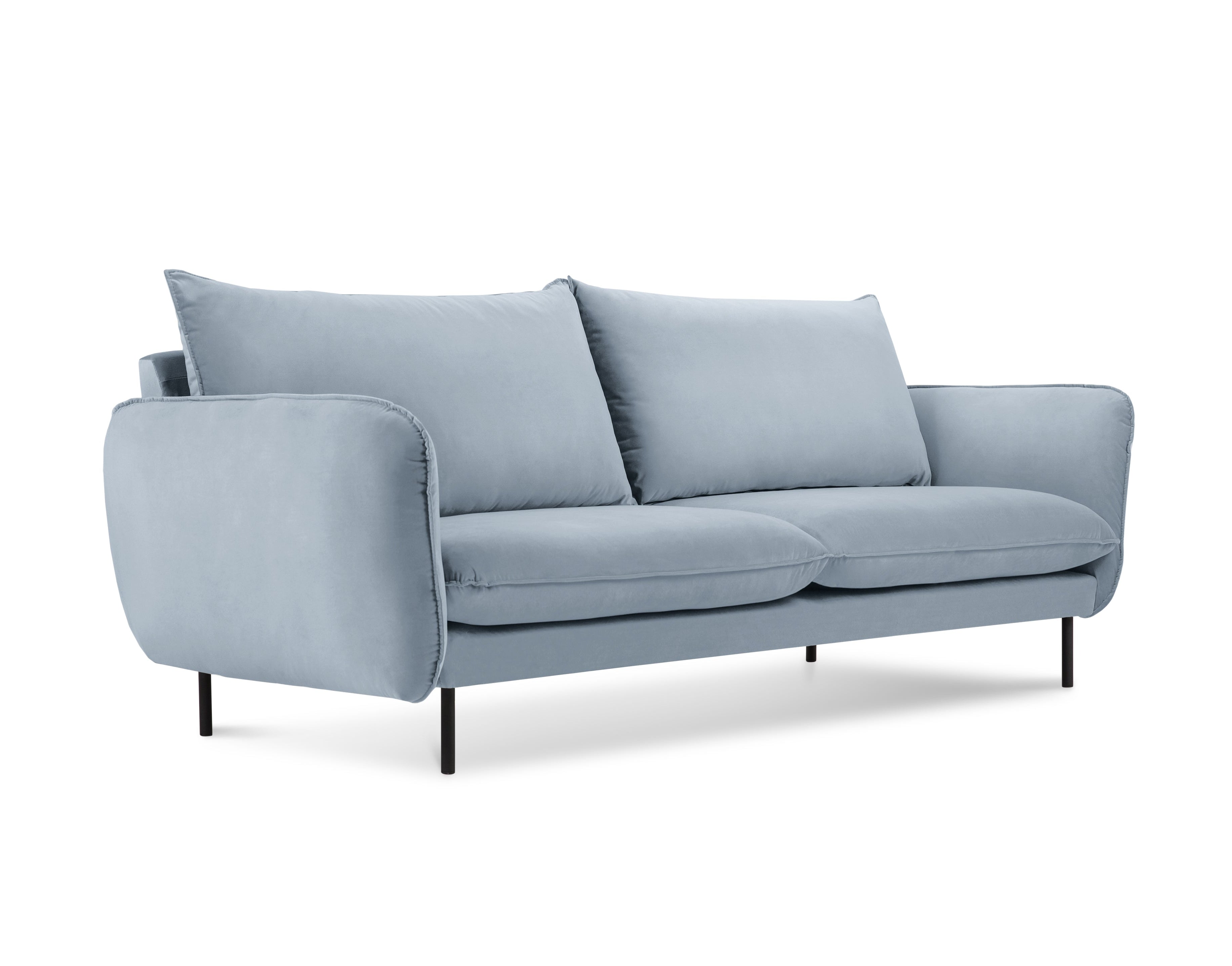 Velvet 2-seater Sofa VIENNA light blue with black base