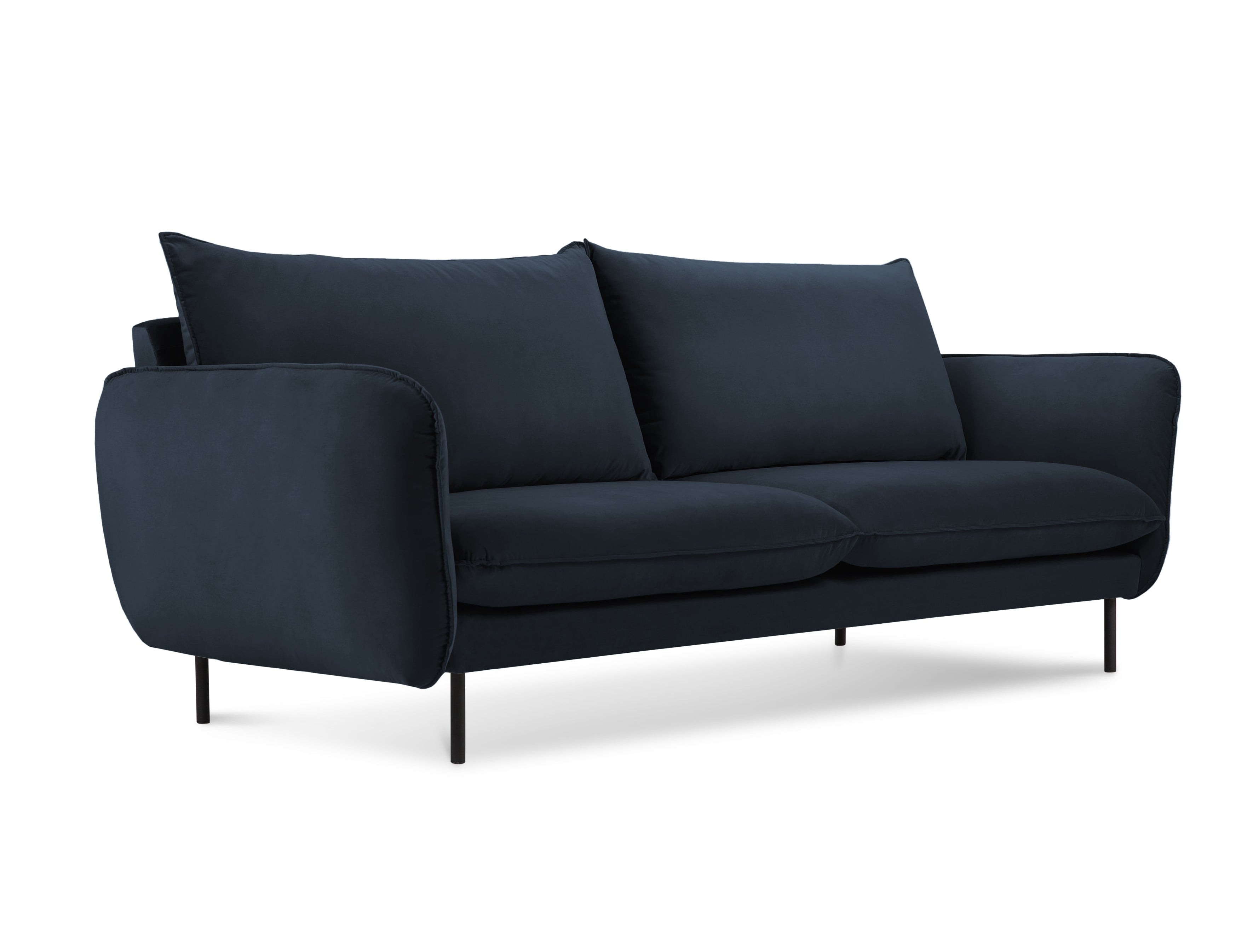Velvet sofa for 2 VIENNA dark blue with black base