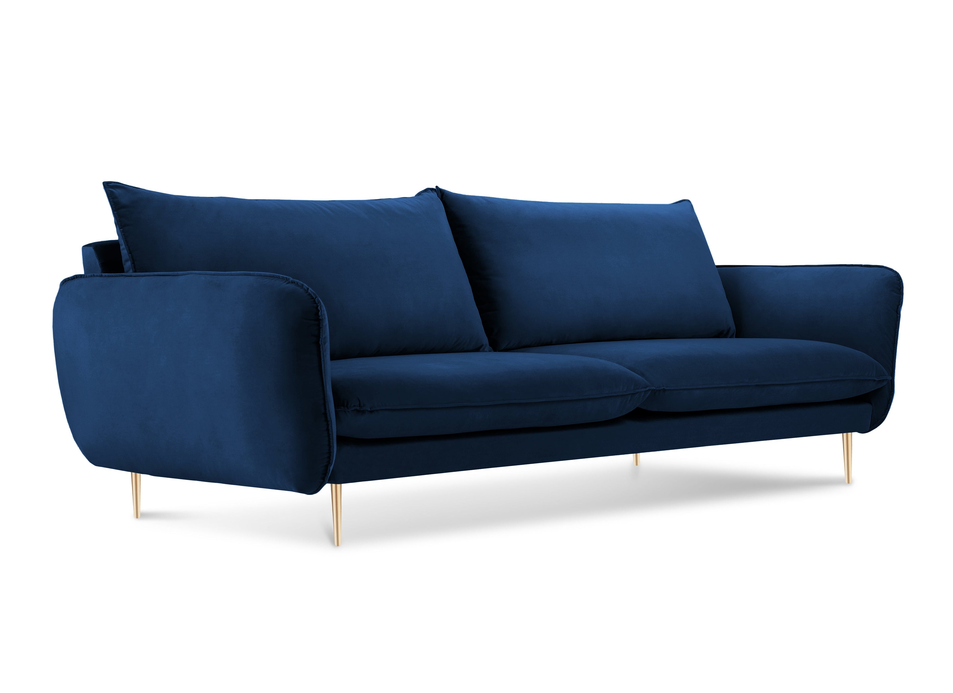 Velvet sofa 3-seater VIENNA royal blue with gold base