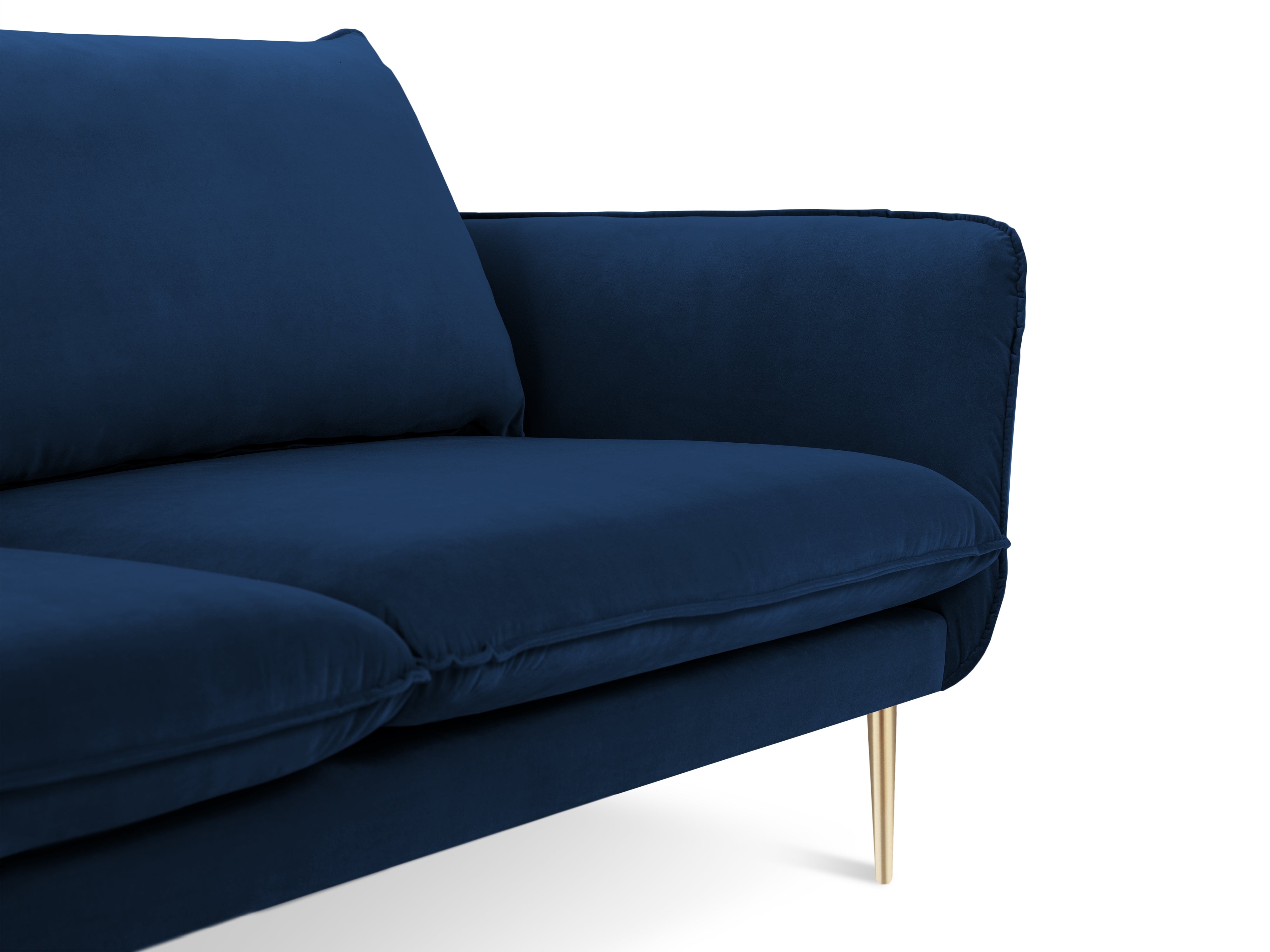 Velvet sofa 3-seater VIENNA royal blue with gold base