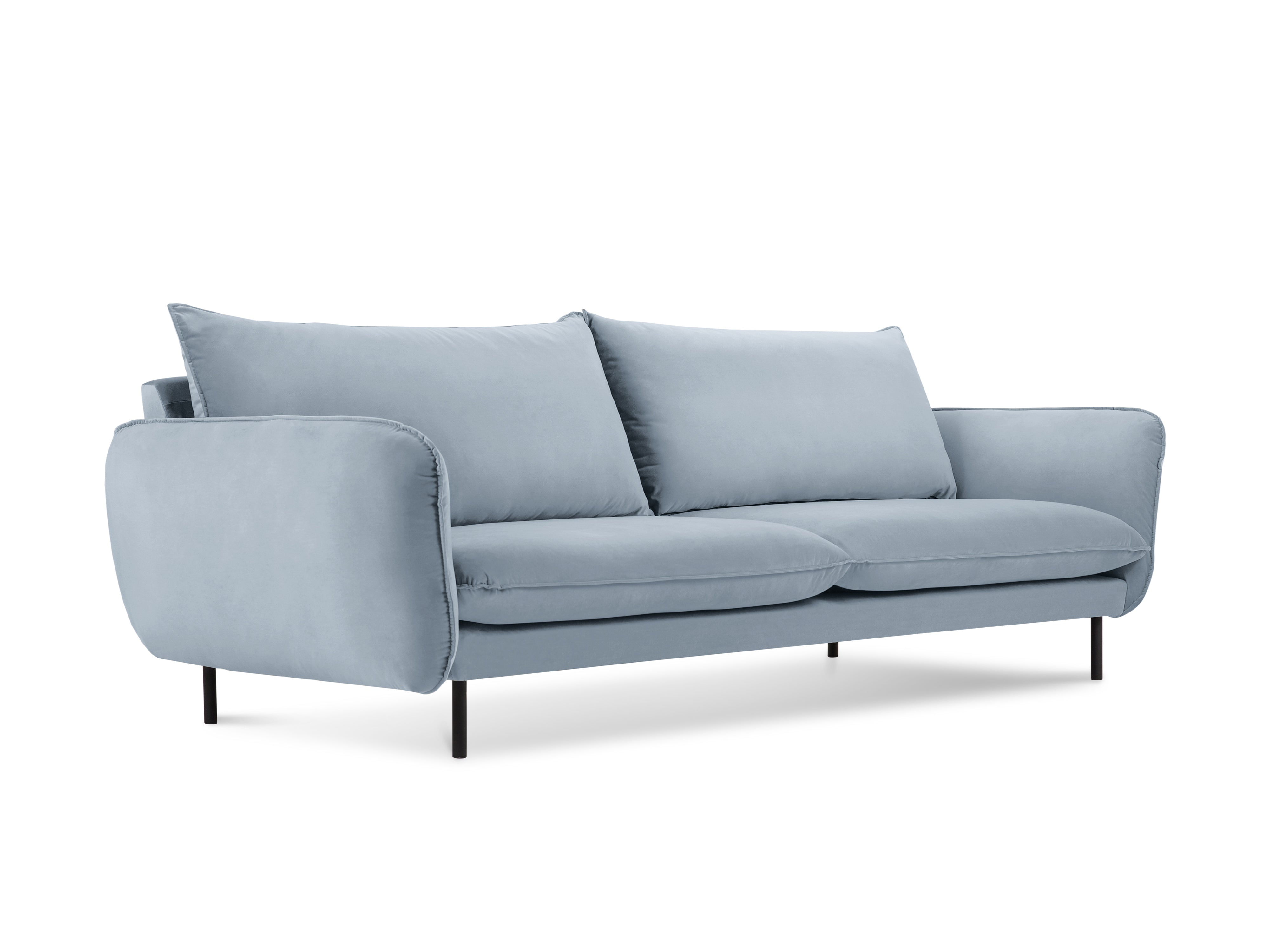 Velvet sofa 3-seater VIENNA light blue with black base