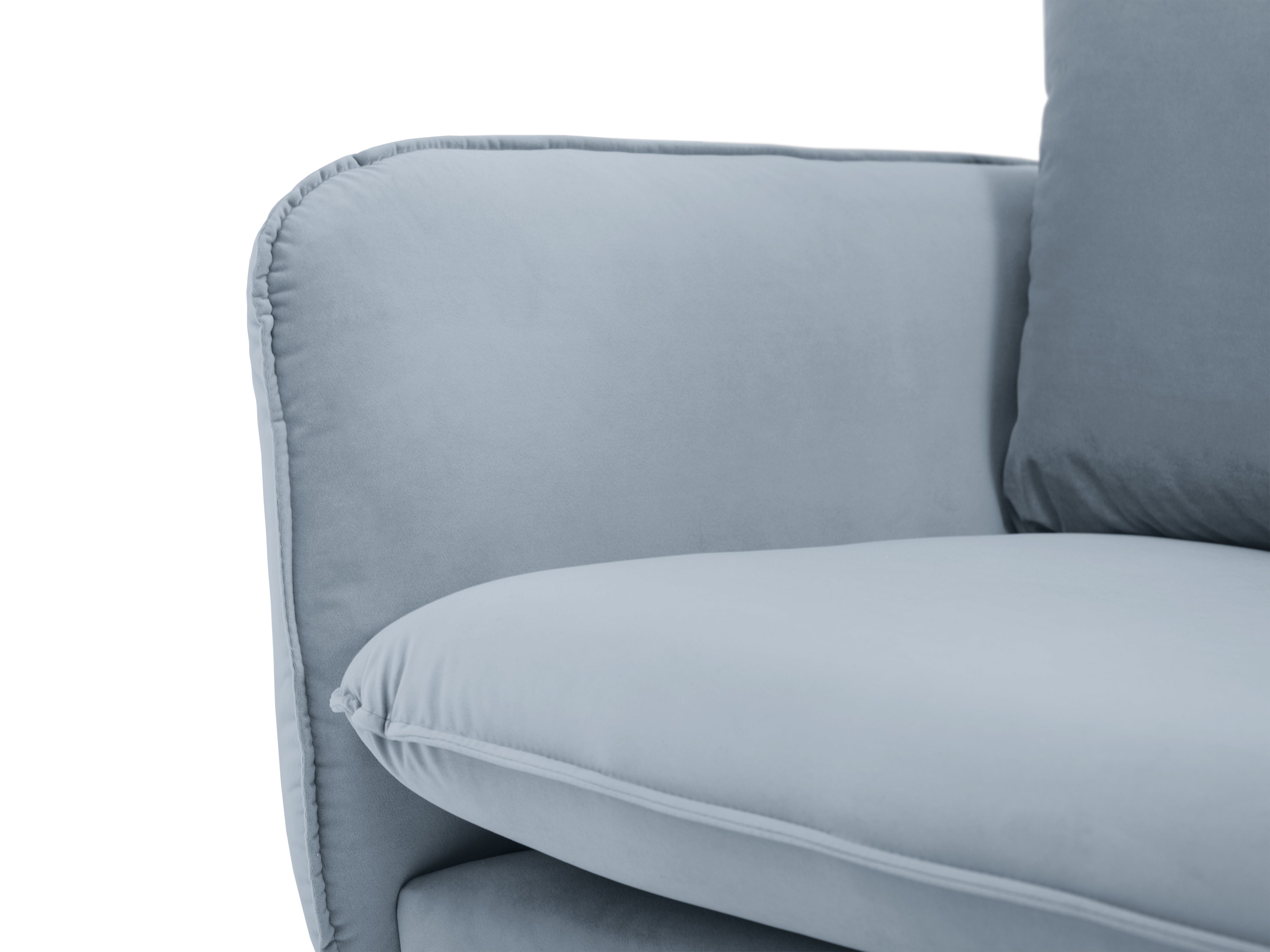 Velvet sofa 3-seater VIENNA light blue with black base