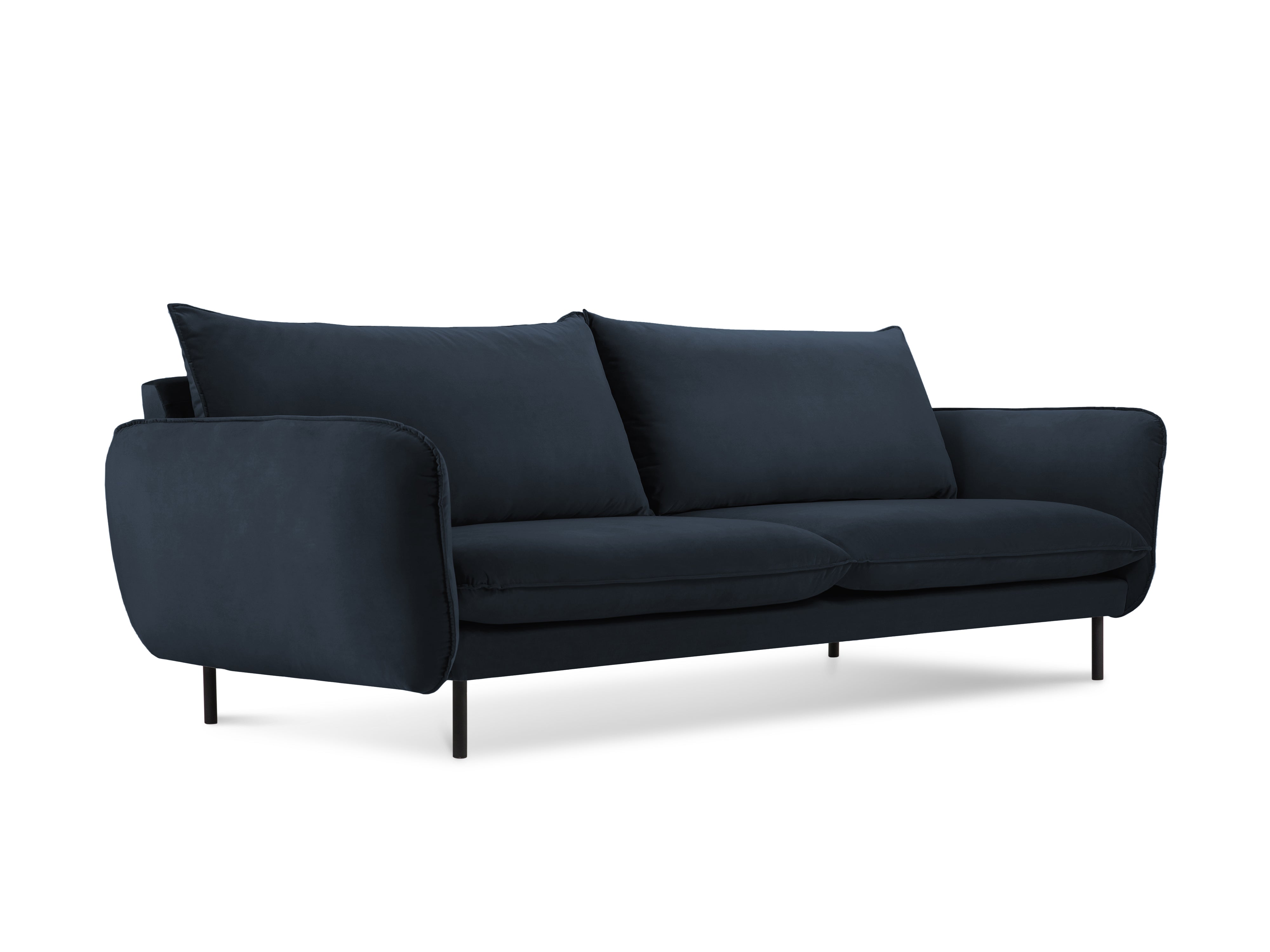 Velvet sofa 3-seater VIENNA dark blue with black base