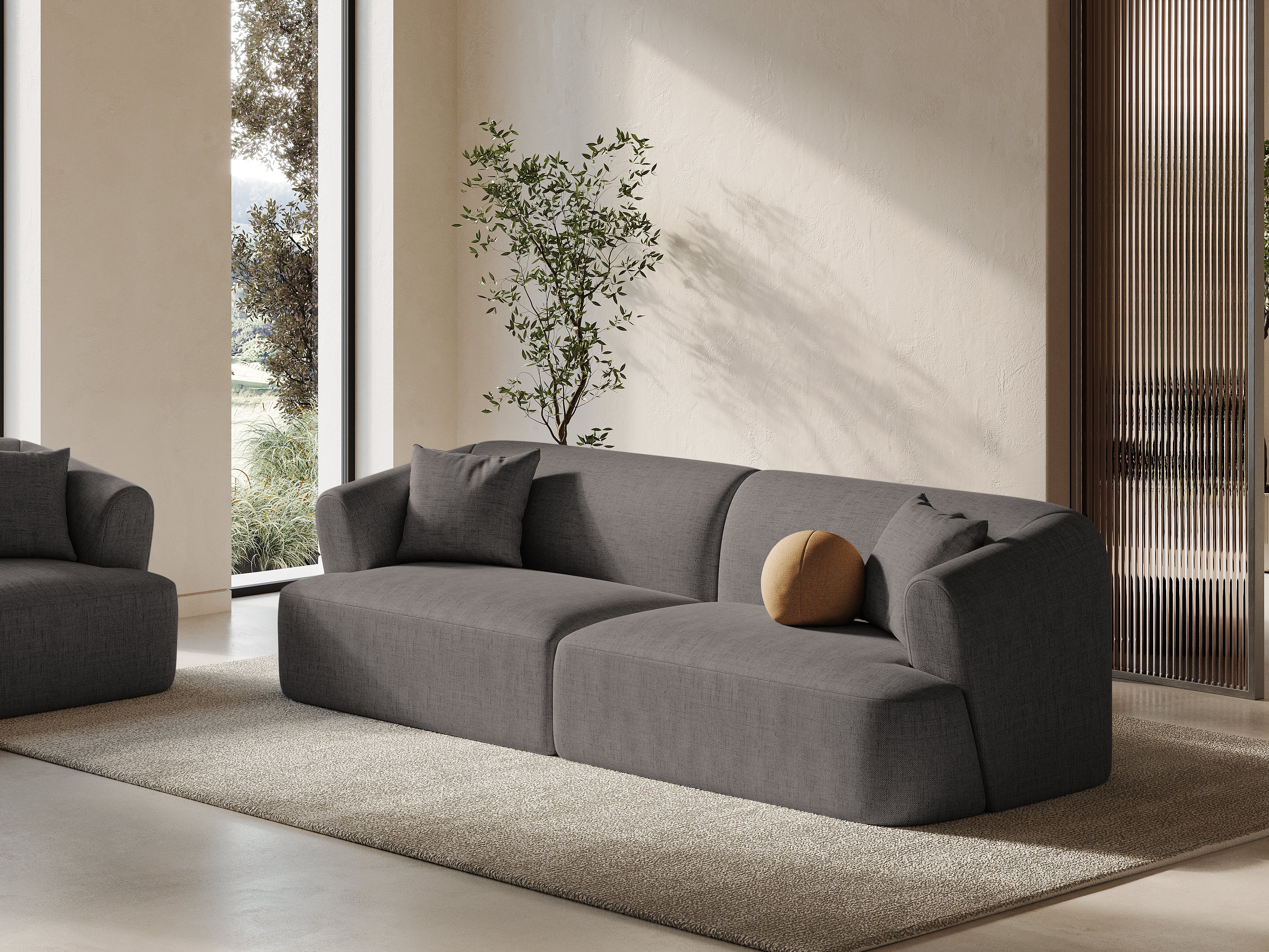 Sofa für 4 Personen CAMPI graues Chenille