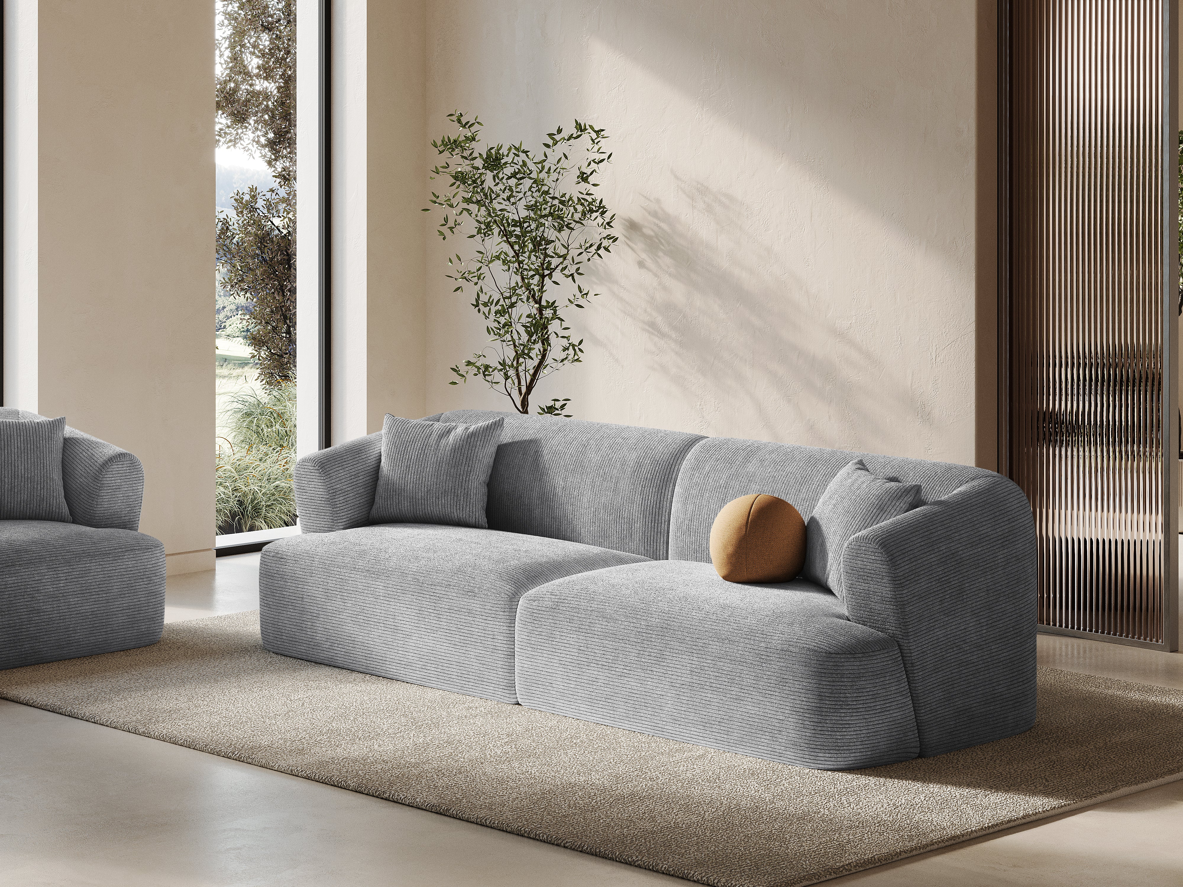 4-seater CAMPI light gray corduroy sofa
